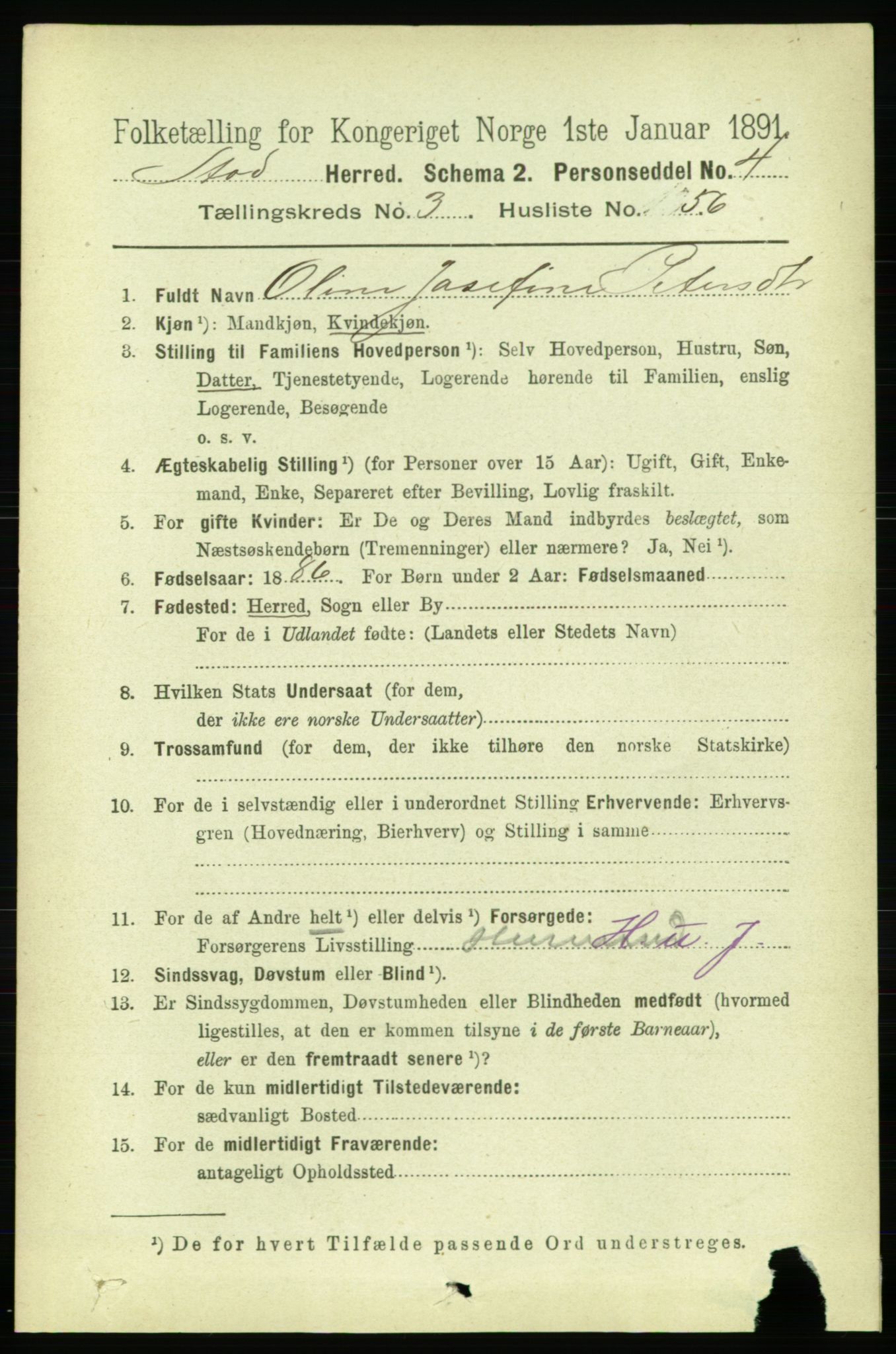 RA, 1891 census for 1734 Stod, 1891, p. 1685