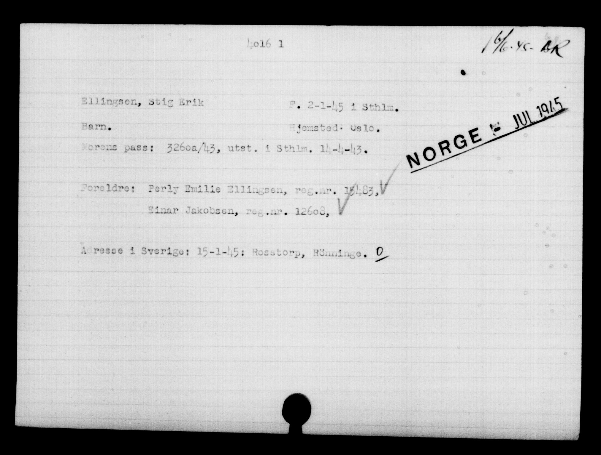 Utenriksstasjonene, Legasjonen i Stockholm, Flyktningkontoret, AV/RA-S-6753/V/Va/L0015: Kjesäterkartoteket, flyktninger med registreringsnr. 37800-40770, 1940-1945, p. 2456