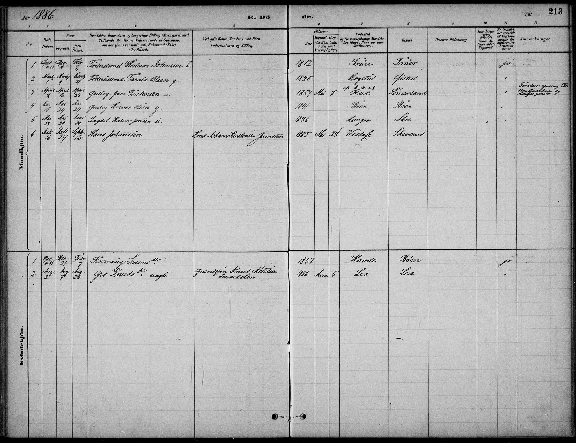 Hjartdal kirkebøker, SAKO/A-270/F/Fc/L0002: Parish register (official) no. III 2, 1880-1936, p. 213