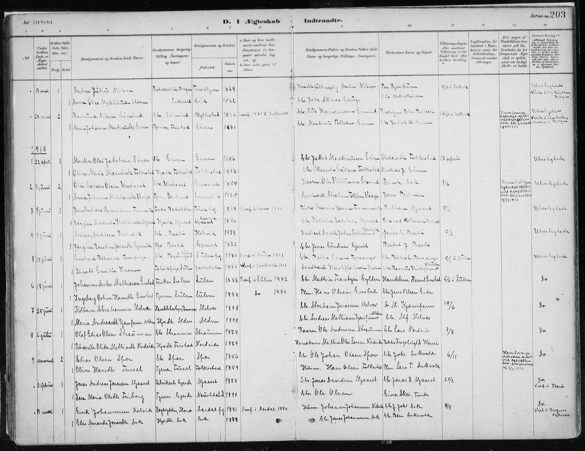 Askvoll sokneprestembete, SAB/A-79501/H/Haa/Haab/L0002: Parish register (official) no. B 2, 1879-1909, p. 203