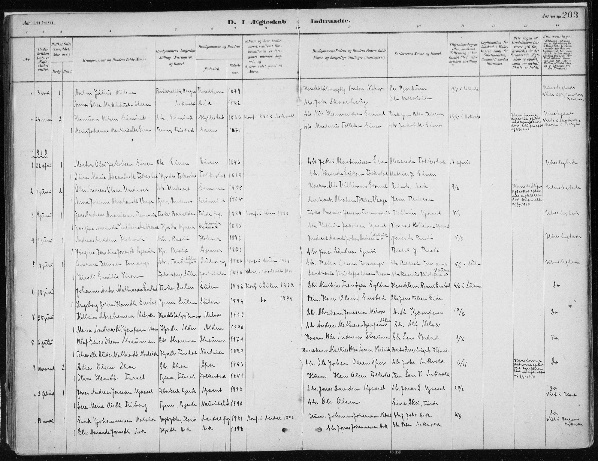 Askvoll sokneprestembete, AV/SAB-A-79501/H/Haa/Haab/L0002: Parish register (official) no. B 2, 1879-1909, p. 203