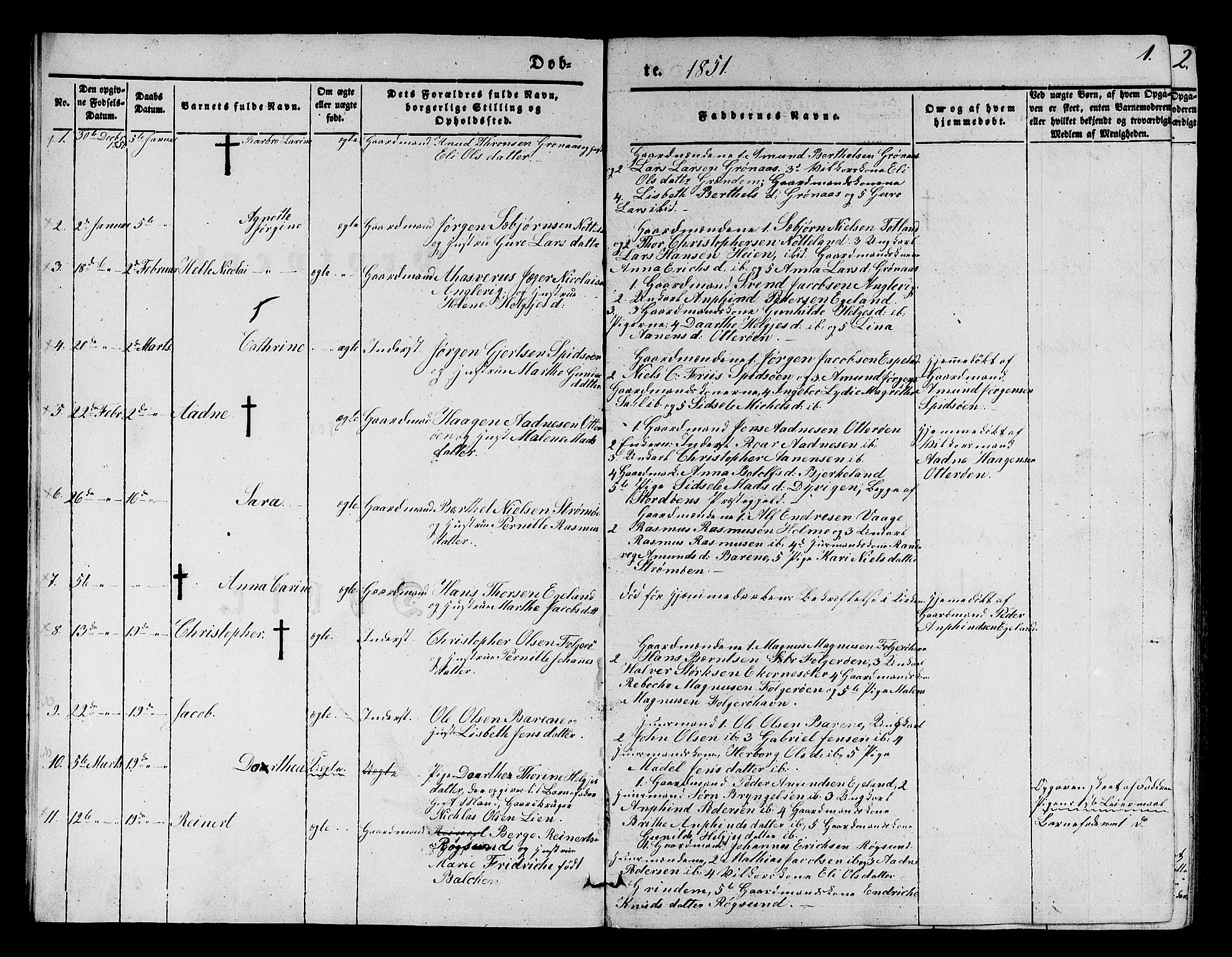 Finnås sokneprestembete, SAB/A-99925/H/Ha/Hab/Haba/L0001: Parish register (copy) no. A 1, 1851-1873, p. 1