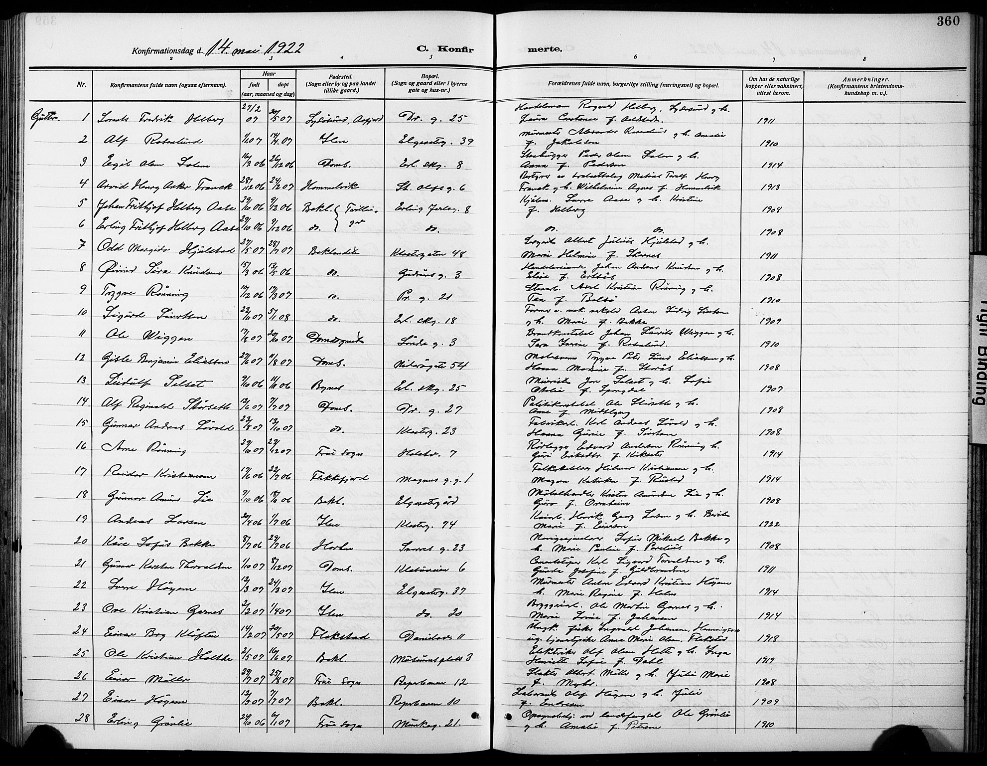 Ministerialprotokoller, klokkerbøker og fødselsregistre - Sør-Trøndelag, SAT/A-1456/601/L0096: Parish register (copy) no. 601C14, 1911-1931, p. 360