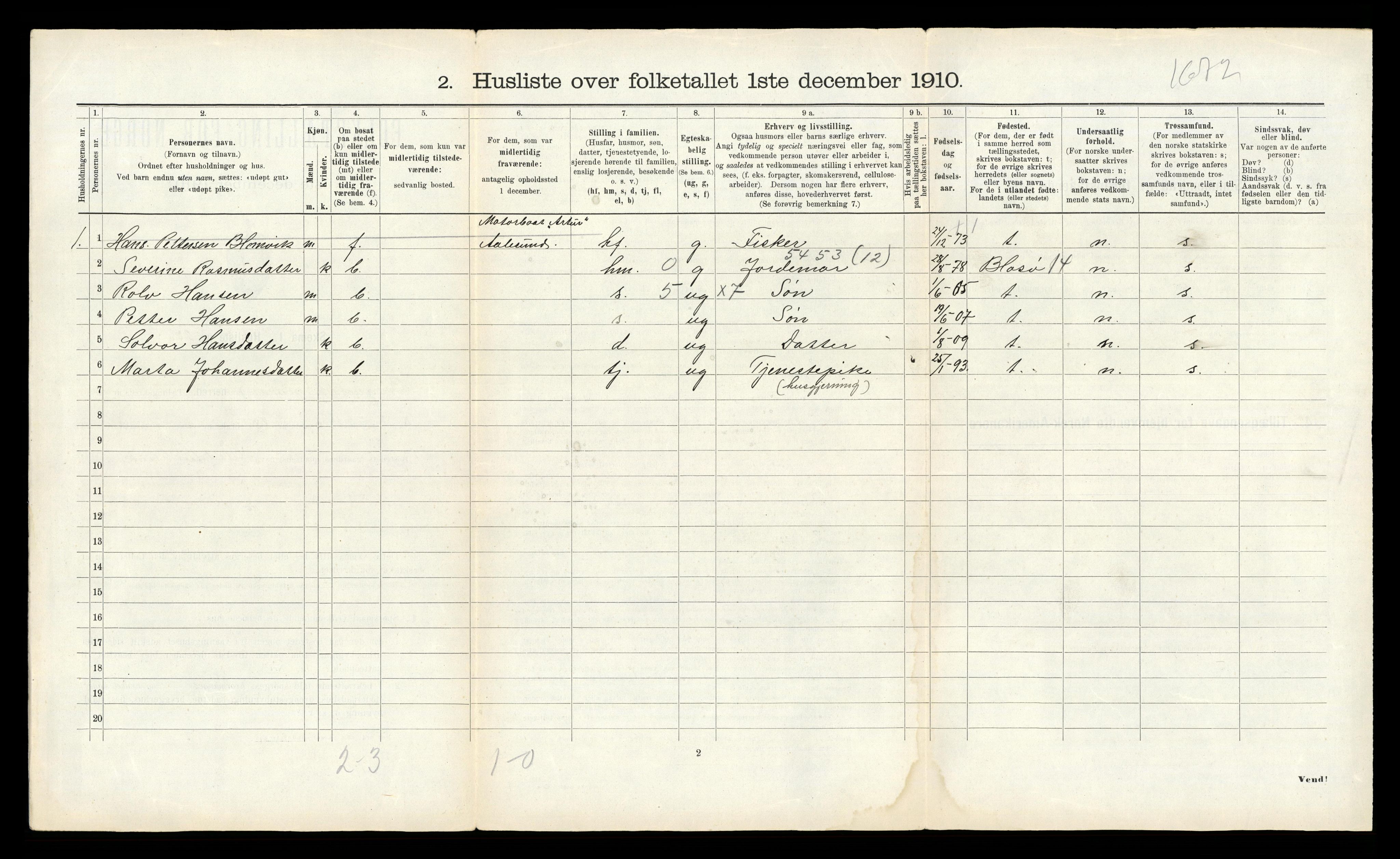 RA, 1910 census for Borgund, 1910, p. 1108