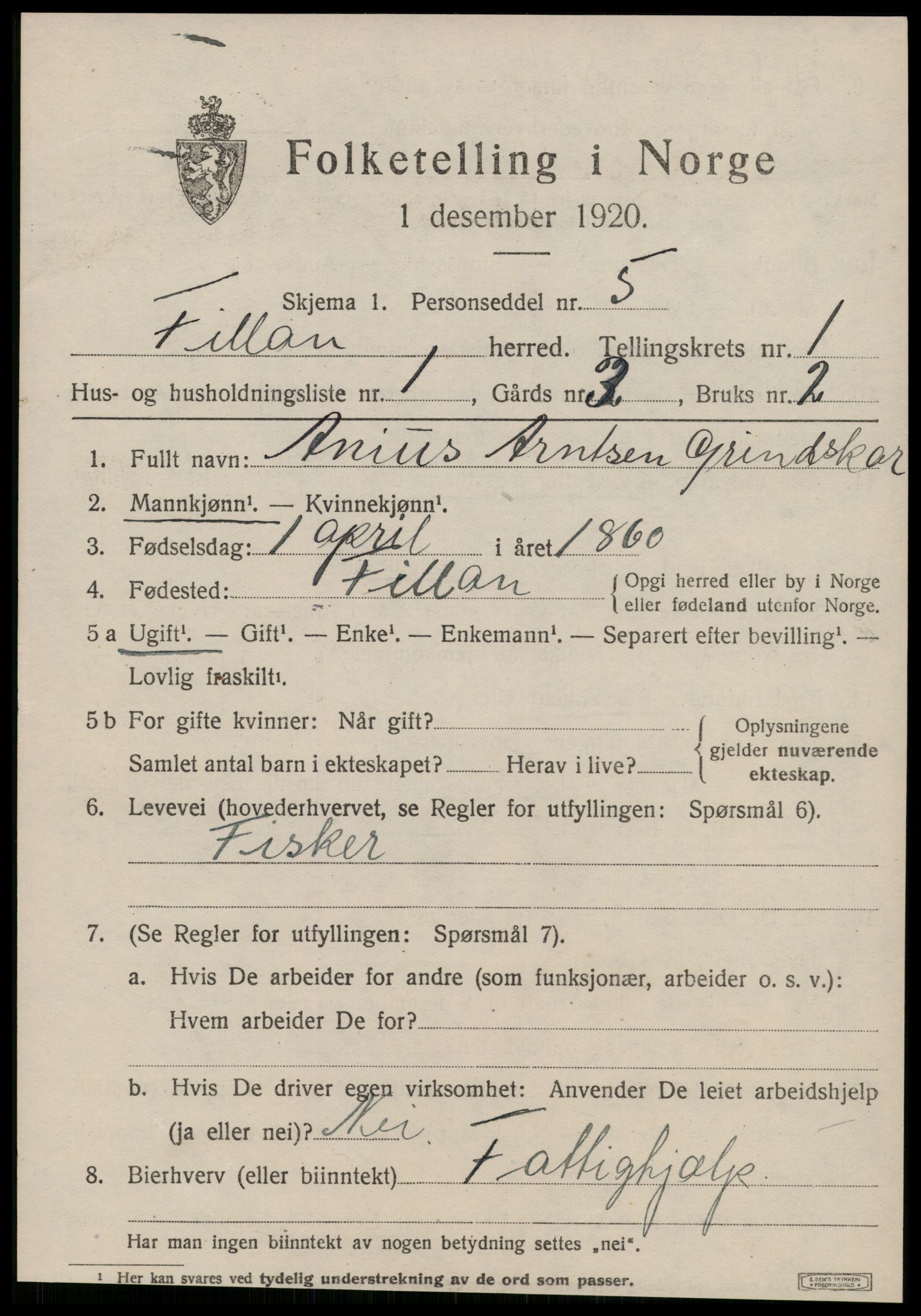 SAT, 1920 census for Fillan, 1920, p. 596