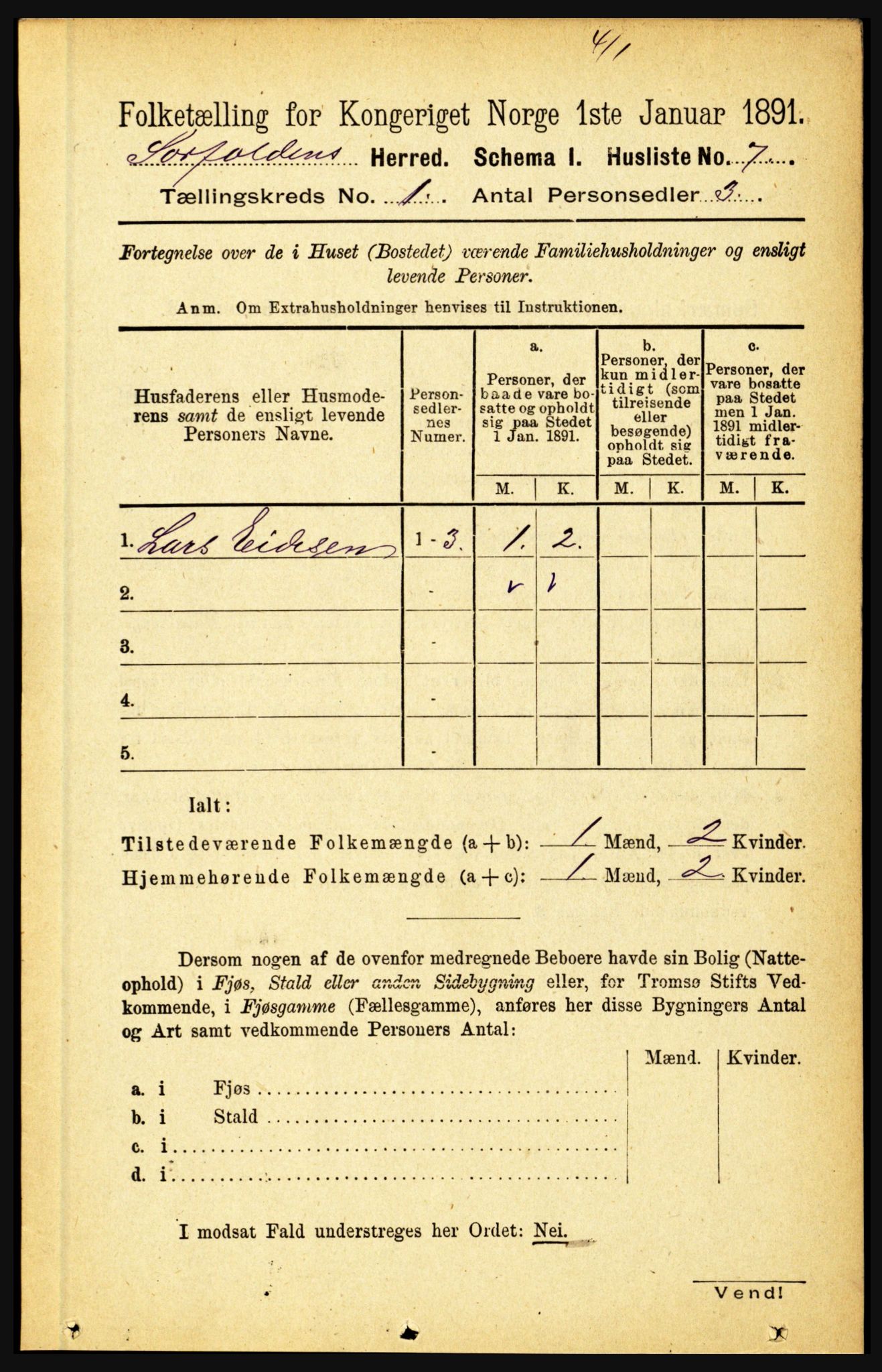 RA, 1891 census for 1845 Sørfold, 1891, p. 32