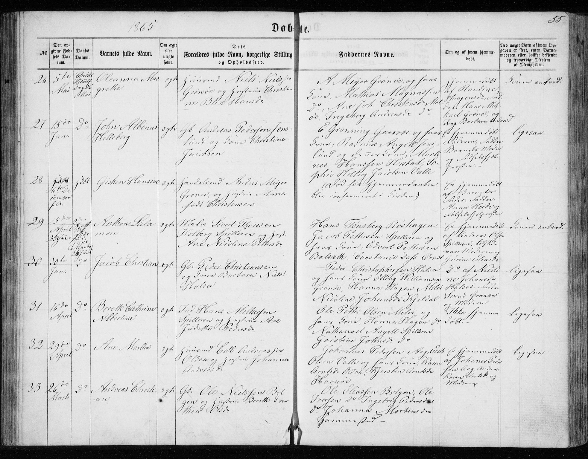 Ministerialprotokoller, klokkerbøker og fødselsregistre - Nordland, AV/SAT-A-1459/843/L0634: Parish register (copy) no. 843C03, 1860-1884, p. 55