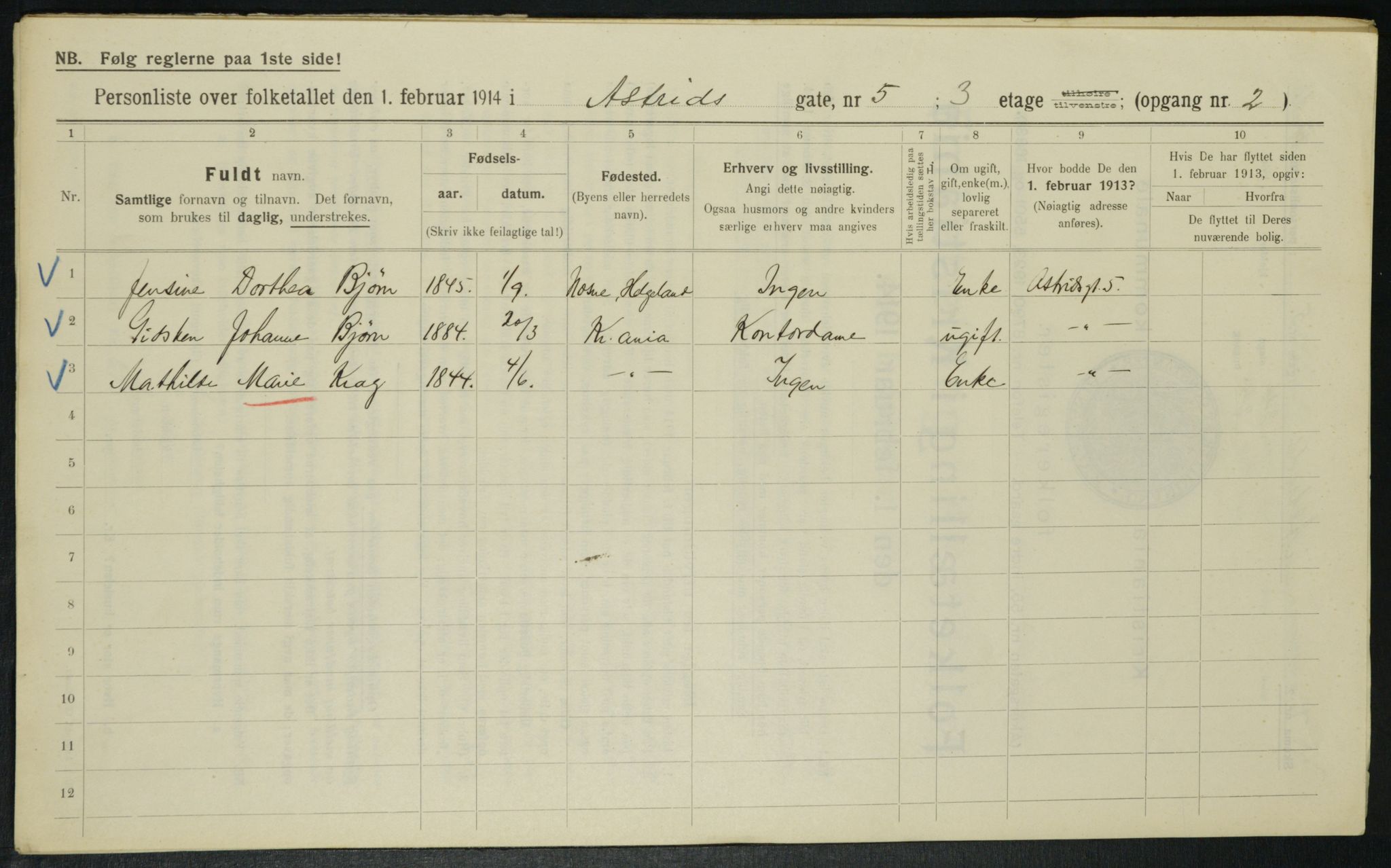 OBA, Municipal Census 1914 for Kristiania, 1914, p. 17330