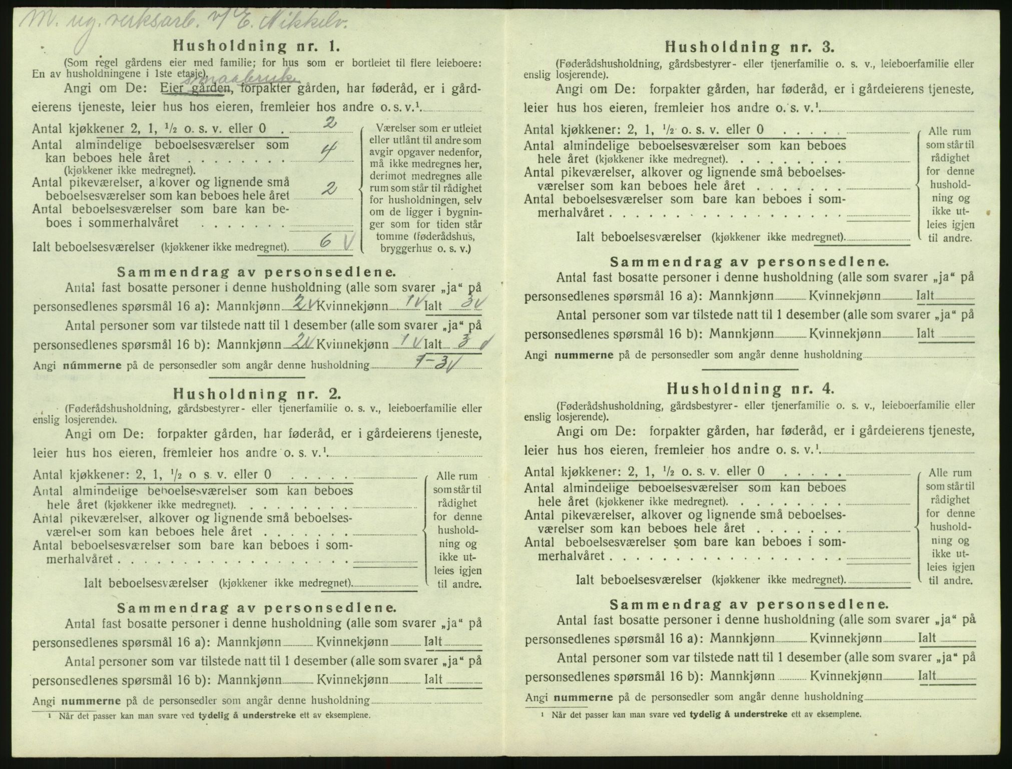 SAK, 1920 census for Evje, 1920, p. 431