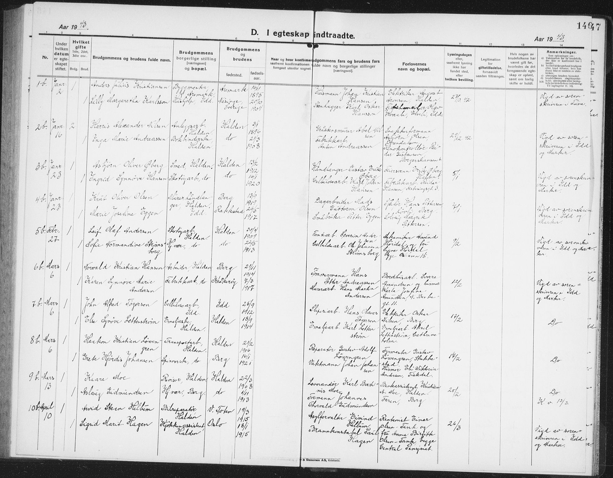 Halden prestekontor Kirkebøker, SAO/A-10909/G/Ga/L0014: Parish register (copy) no. 14, 1925-1943, p. 146