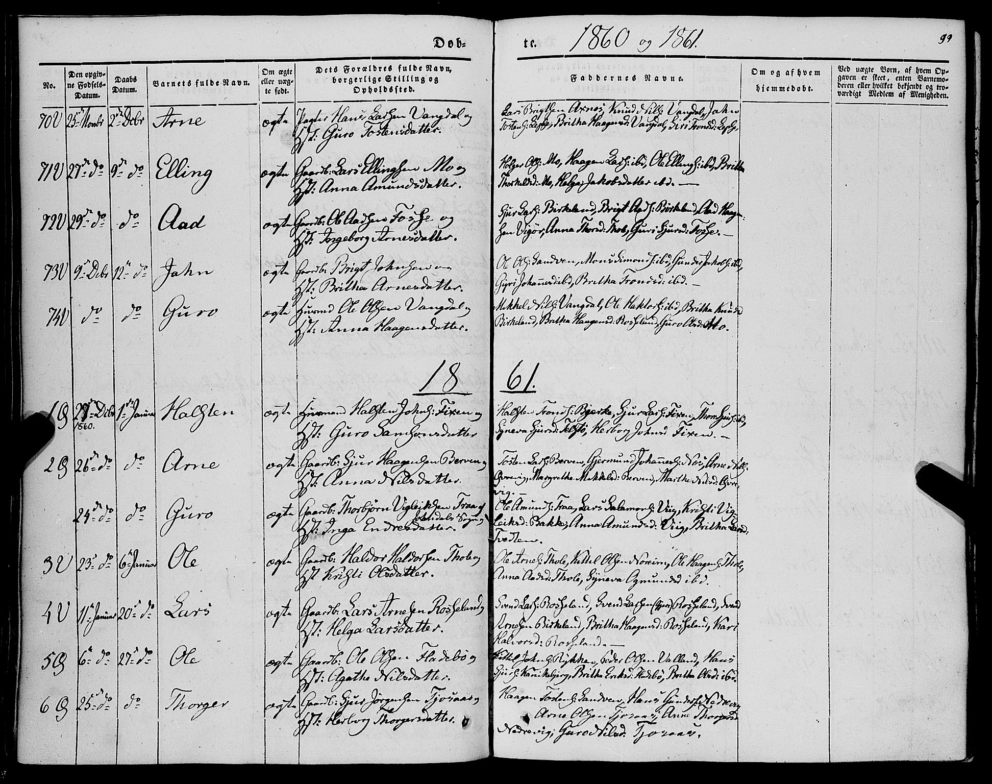 Kvam sokneprestembete, AV/SAB-A-76201/H/Haa: Parish register (official) no. A 8, 1844-1863, p. 99