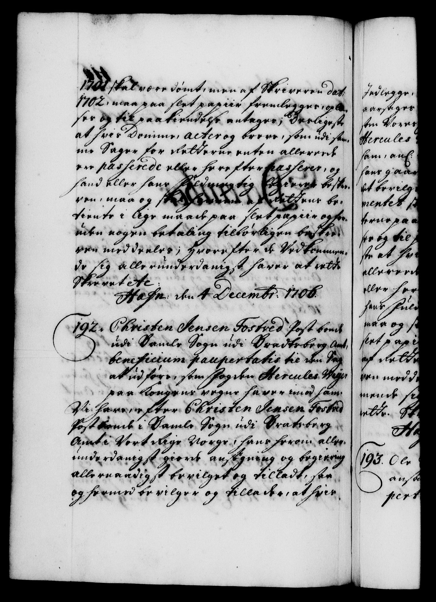 Danske Kanselli 1572-1799, RA/EA-3023/F/Fc/Fca/Fcaa/L0019: Norske registre, 1704-1707, p. 416b