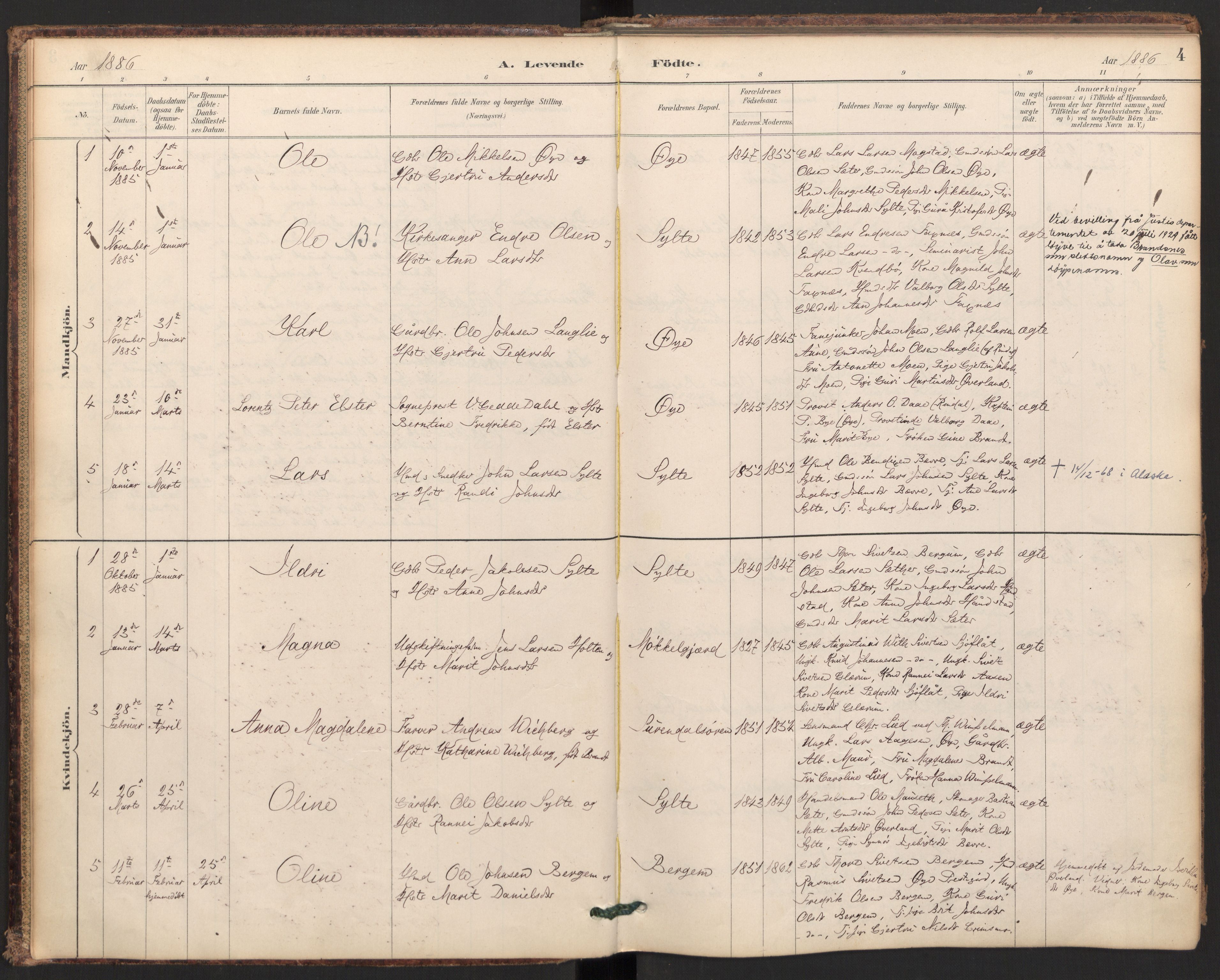 Ministerialprotokoller, klokkerbøker og fødselsregistre - Møre og Romsdal, SAT/A-1454/595/L1047: Parish register (official) no. 595A09, 1885-1900, p. 4