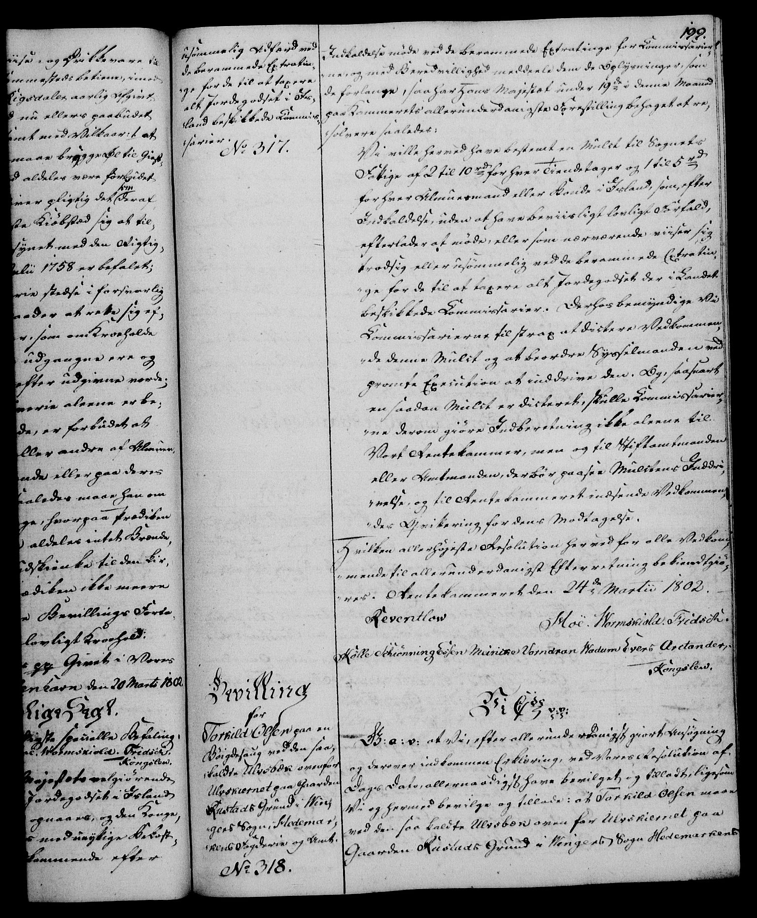 Rentekammeret, Kammerkanselliet, RA/EA-3111/G/Gg/Gga/L0017: Norsk ekspedisjonsprotokoll med register (merket RK 53.17), 1801-1803, p. 199
