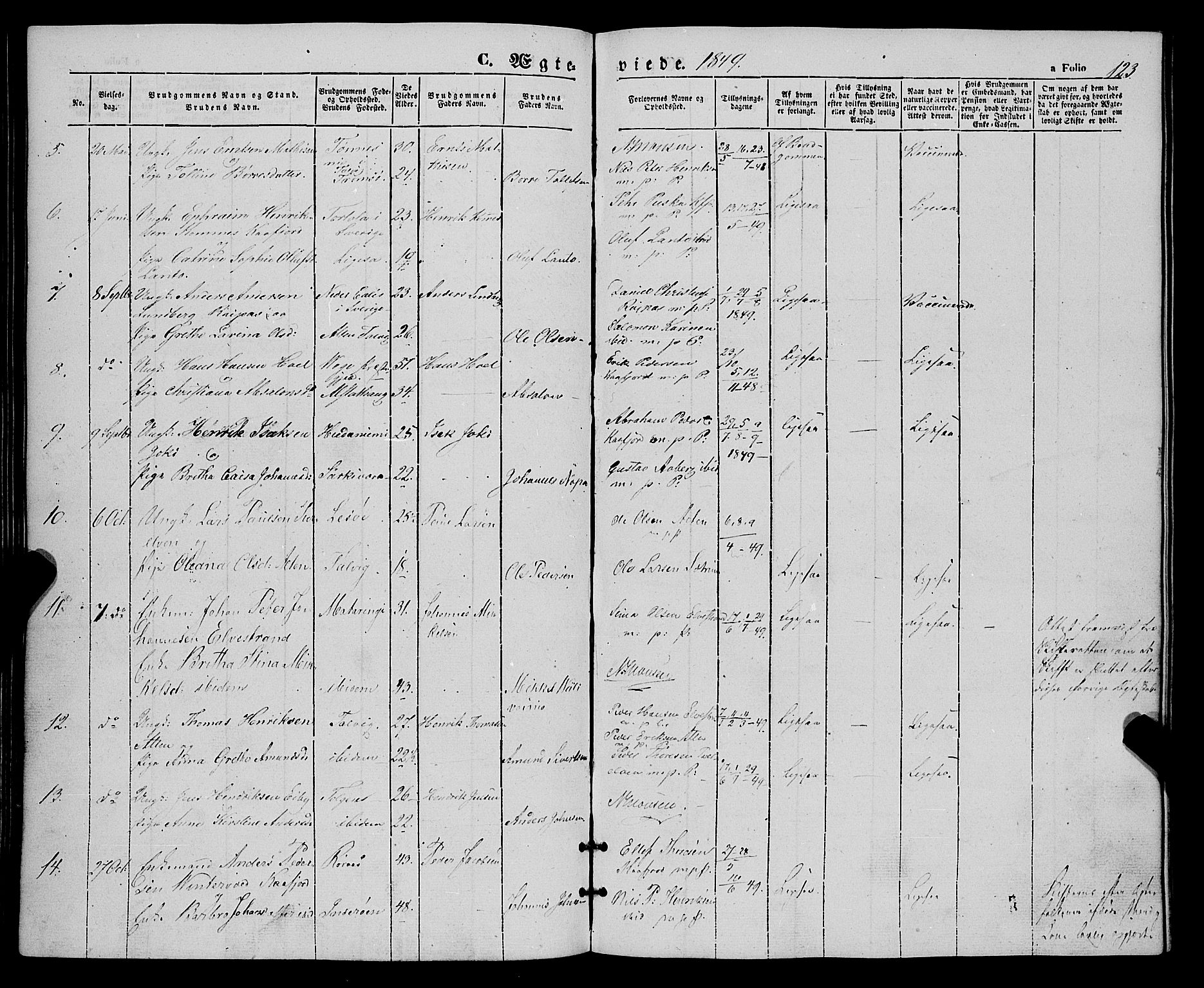 Talvik sokneprestkontor, SATØ/S-1337/H/Ha/L0016kirke: Parish register (official) no. 16, 1847-1857, p. 123