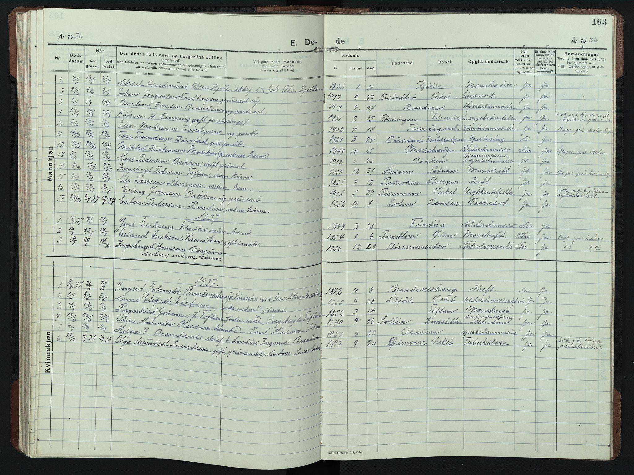 Alvdal prestekontor, AV/SAH-PREST-060/H/Ha/Hab/L0008: Parish register (copy) no. 8, 1925-1953, p. 163