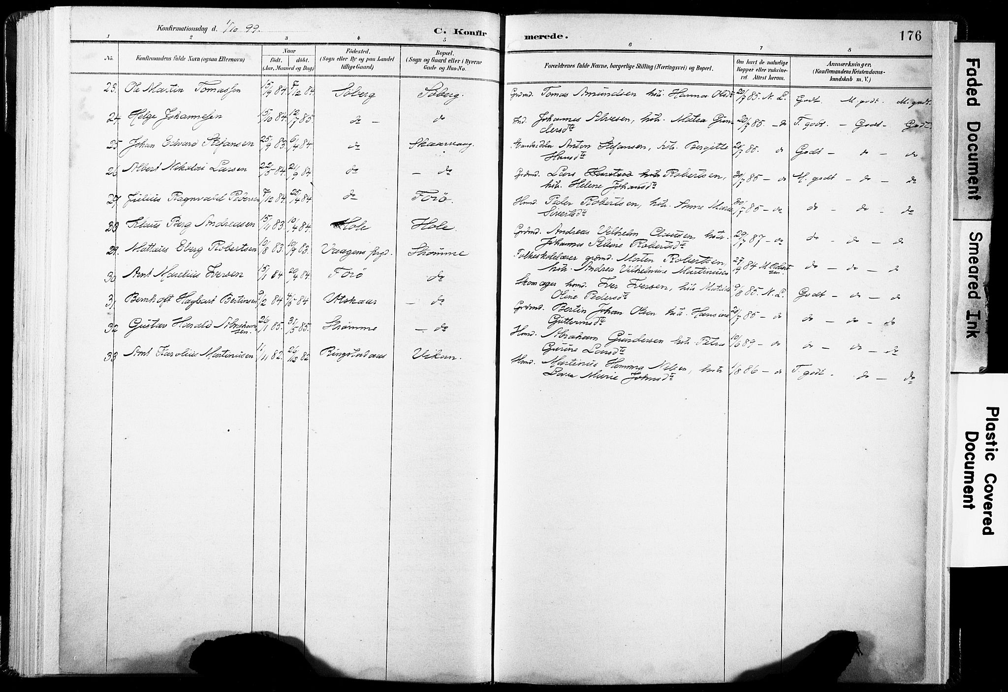 Ministerialprotokoller, klokkerbøker og fødselsregistre - Nordland, AV/SAT-A-1459/891/L1304: Parish register (official) no. 891A09, 1895-1921, p. 176