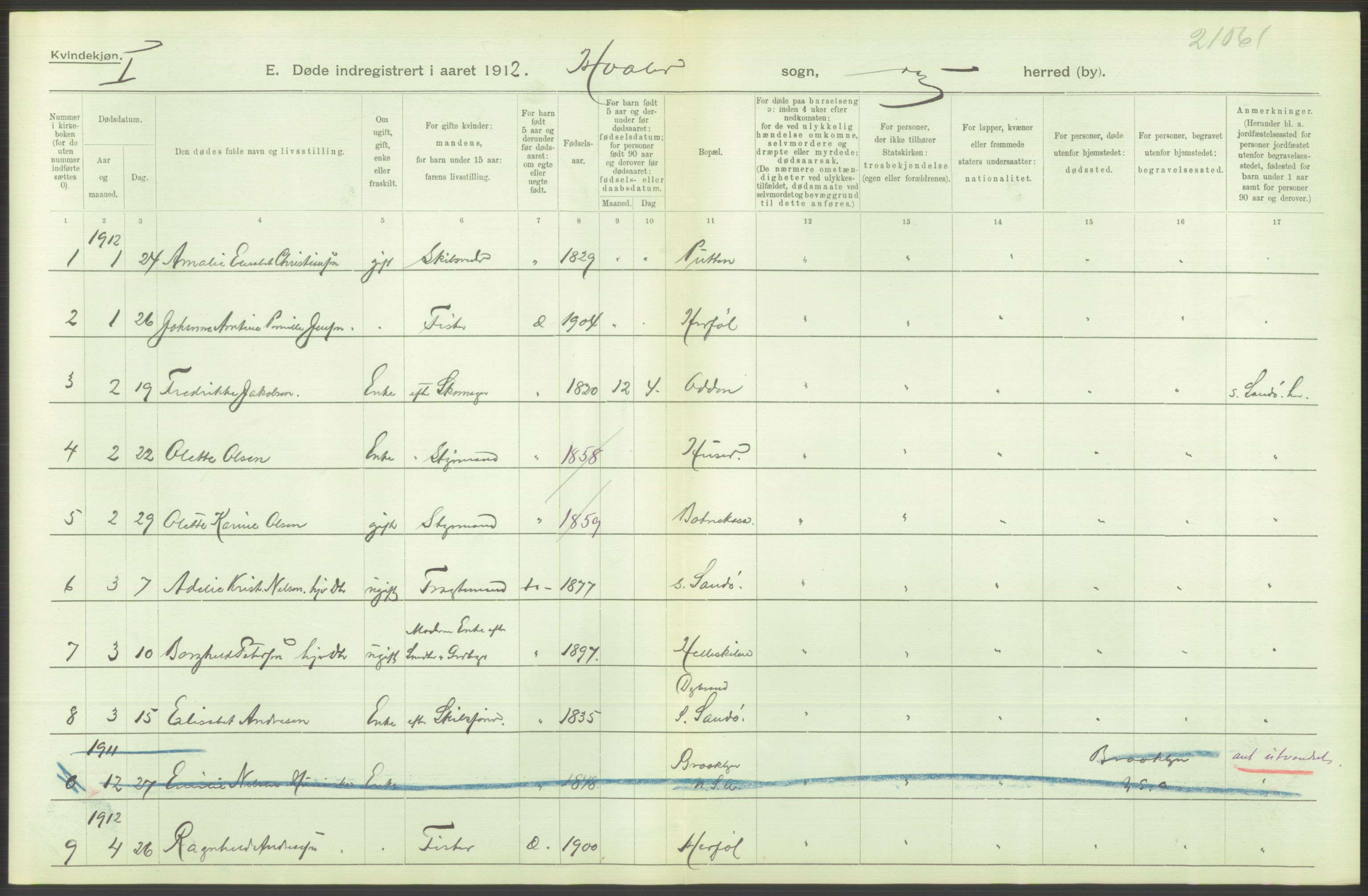 Statistisk sentralbyrå, Sosiodemografiske emner, Befolkning, AV/RA-S-2228/D/Df/Dfb/Dfbb/L0003: Smålenenes amt:  Døde. Bygder og byer., 1912, p. 328