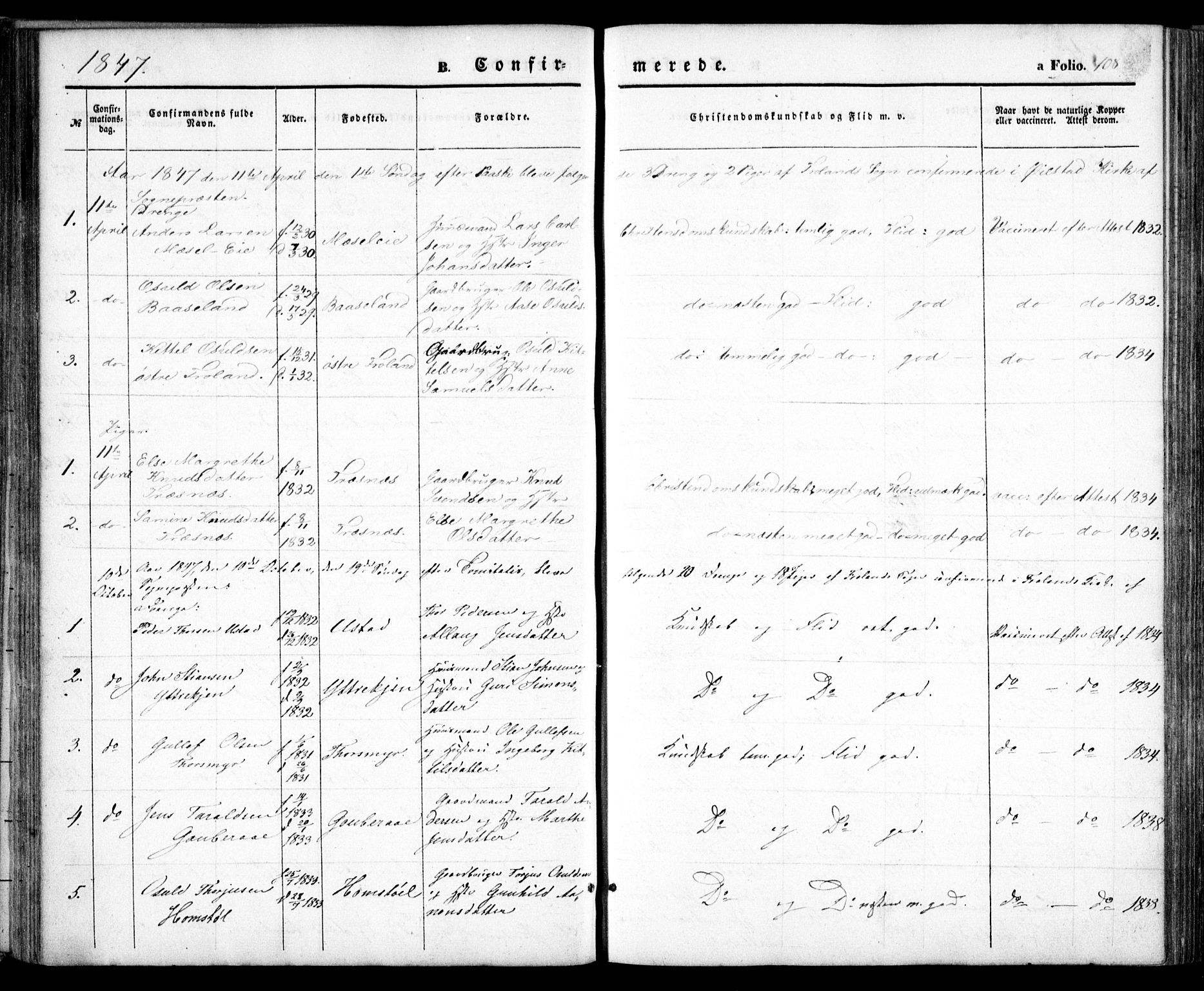 Froland sokneprestkontor, SAK/1111-0013/F/Fa/L0002: Parish register (official) no. A 2, 1845-1863, p. 108