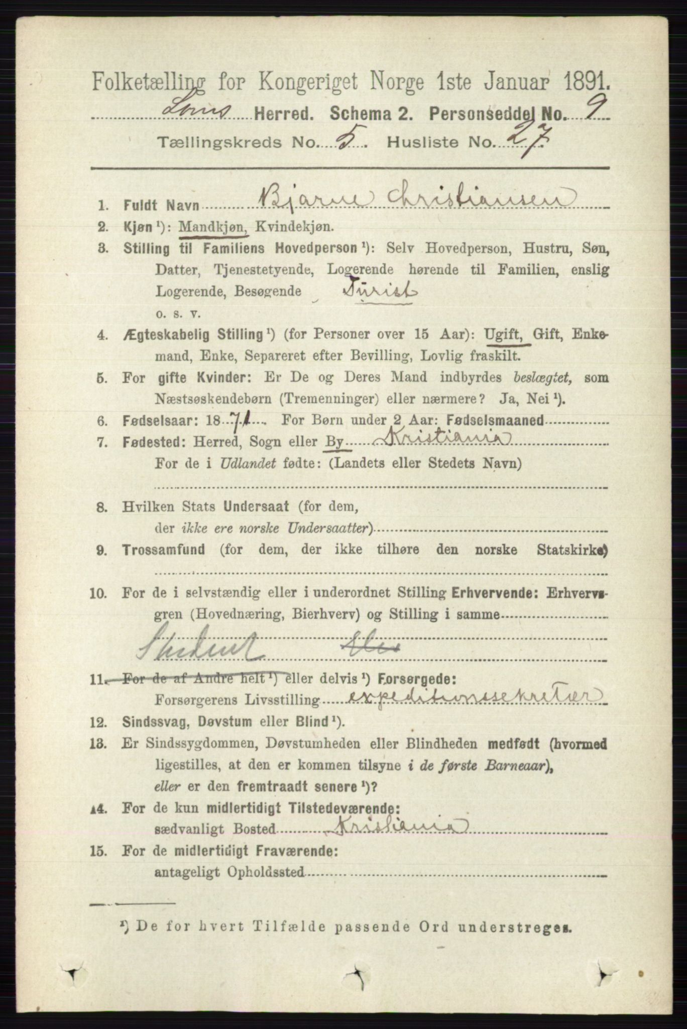 RA, 1891 census for 0514 Lom, 1891, p. 2016