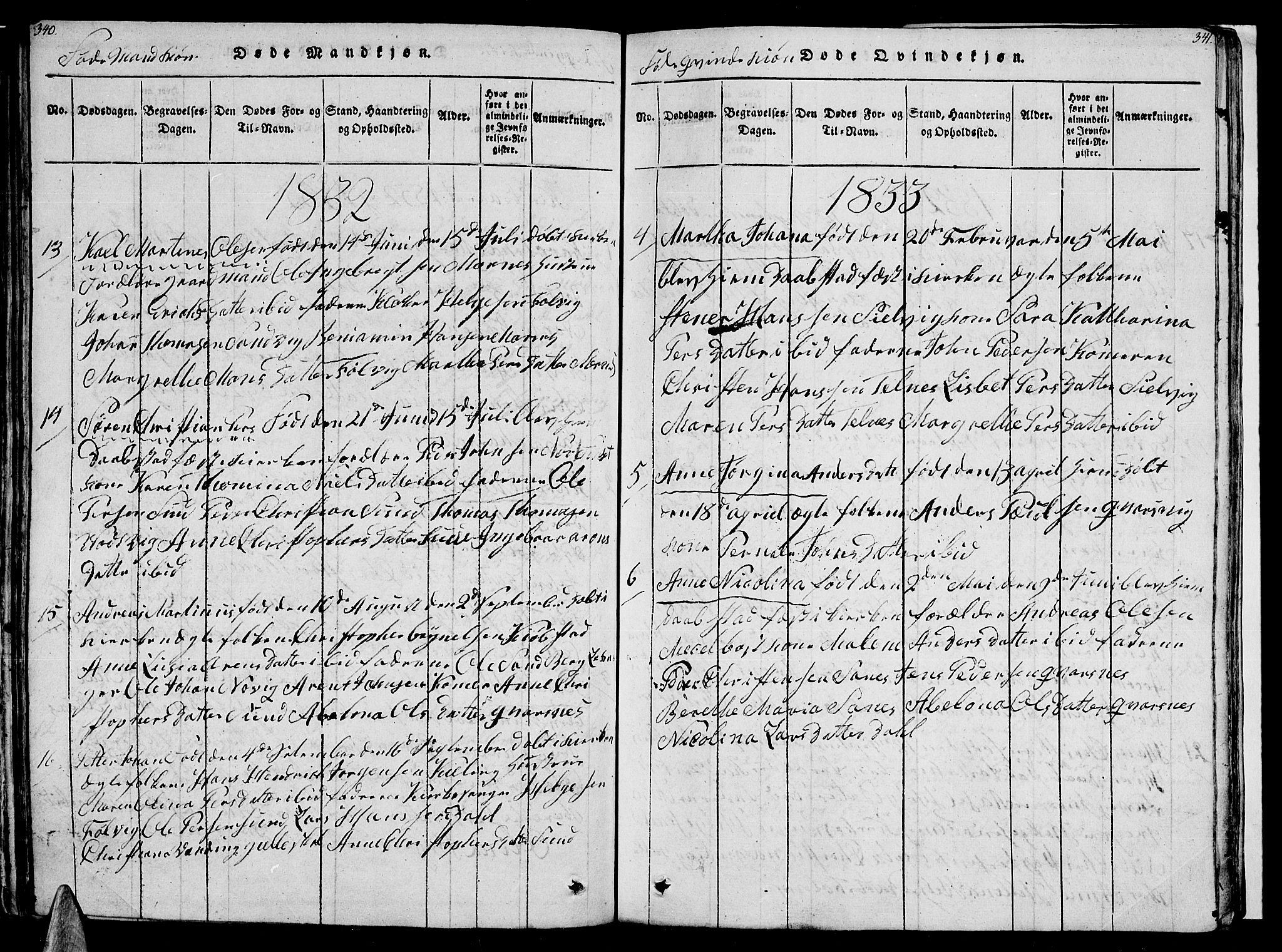 Ministerialprotokoller, klokkerbøker og fødselsregistre - Nordland, AV/SAT-A-1459/805/L0105: Parish register (copy) no. 805C01, 1820-1839, p. 340-341
