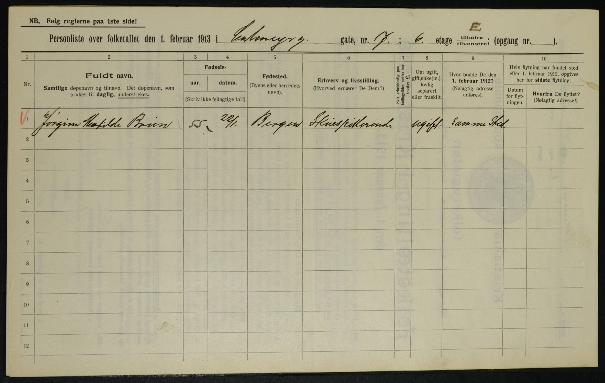 OBA, Municipal Census 1913 for Kristiania, 1913, p. 11571