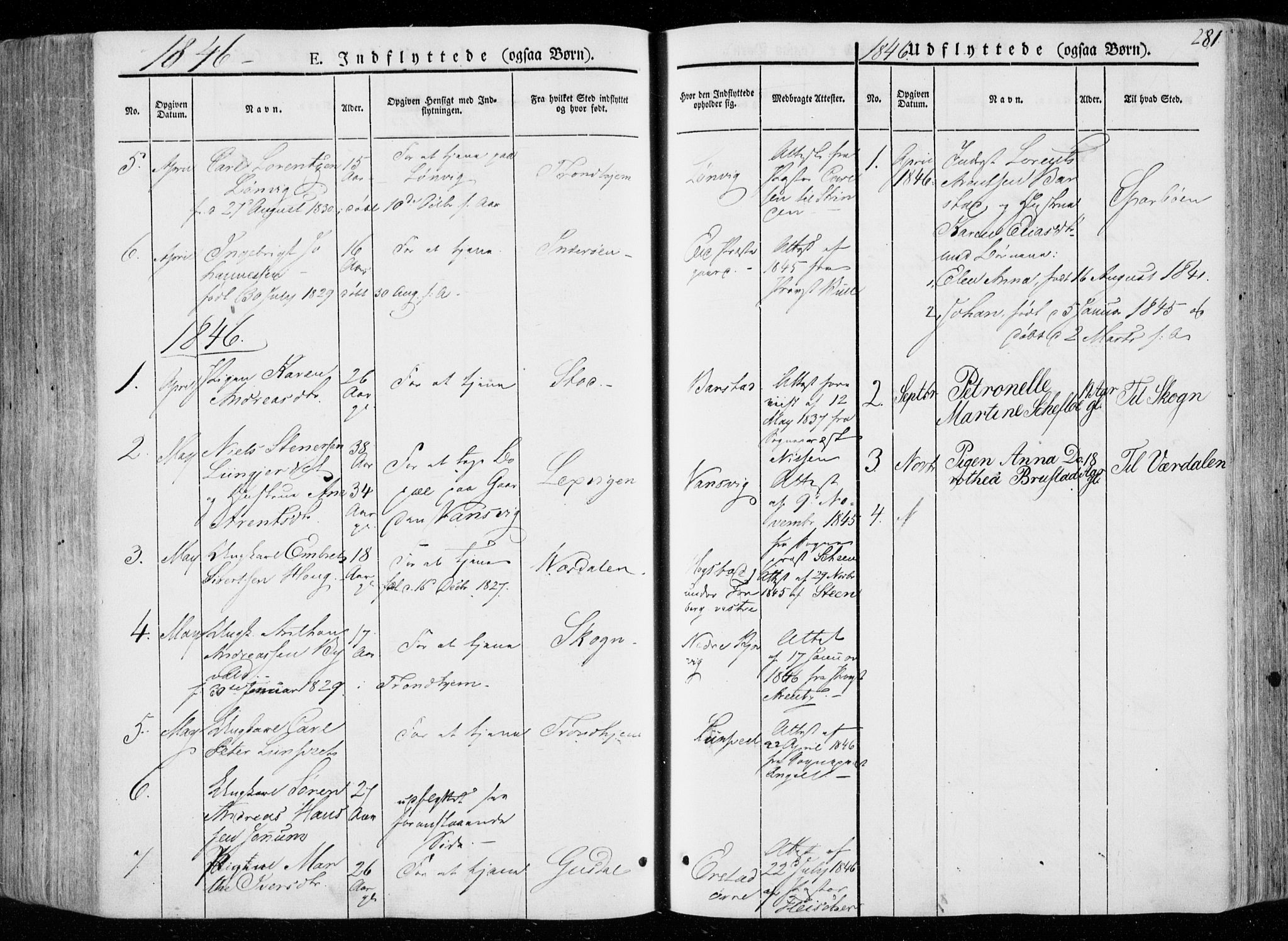 Ministerialprotokoller, klokkerbøker og fødselsregistre - Nord-Trøndelag, SAT/A-1458/722/L0218: Parish register (official) no. 722A05, 1843-1868, p. 281