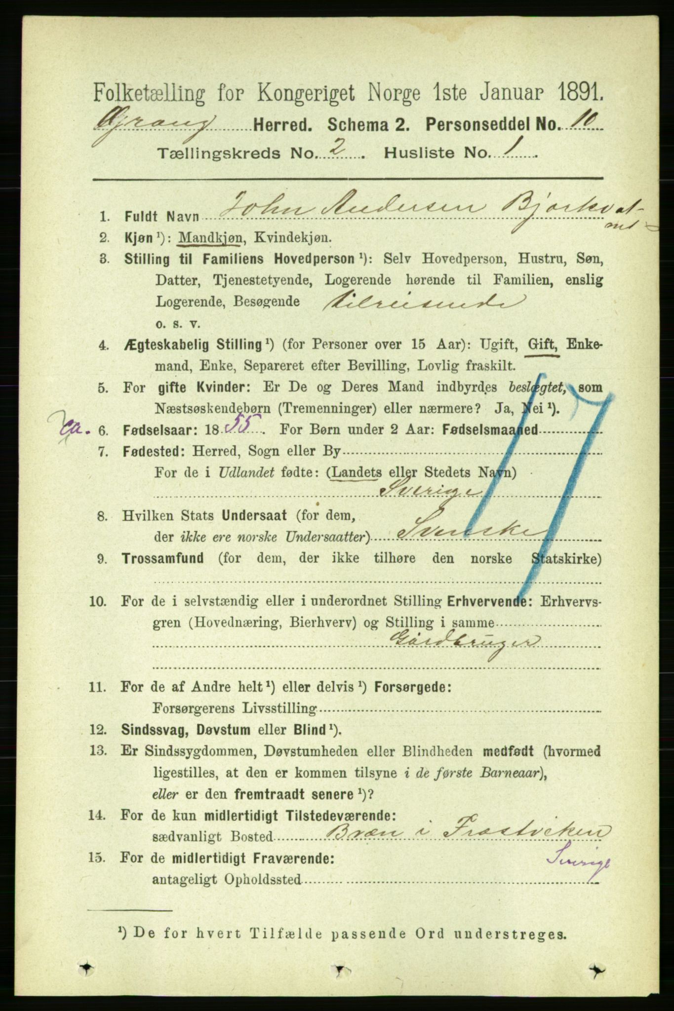 RA, 1891 census for 1742 Grong, 1891, p. 731