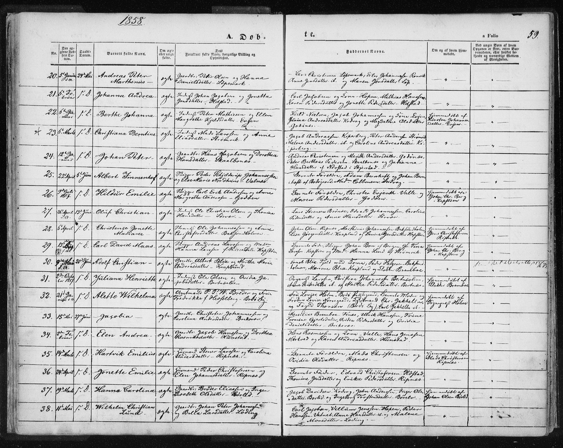 Ministerialprotokoller, klokkerbøker og fødselsregistre - Nordland, SAT/A-1459/801/L0007: Parish register (official) no. 801A07, 1845-1863, p. 59