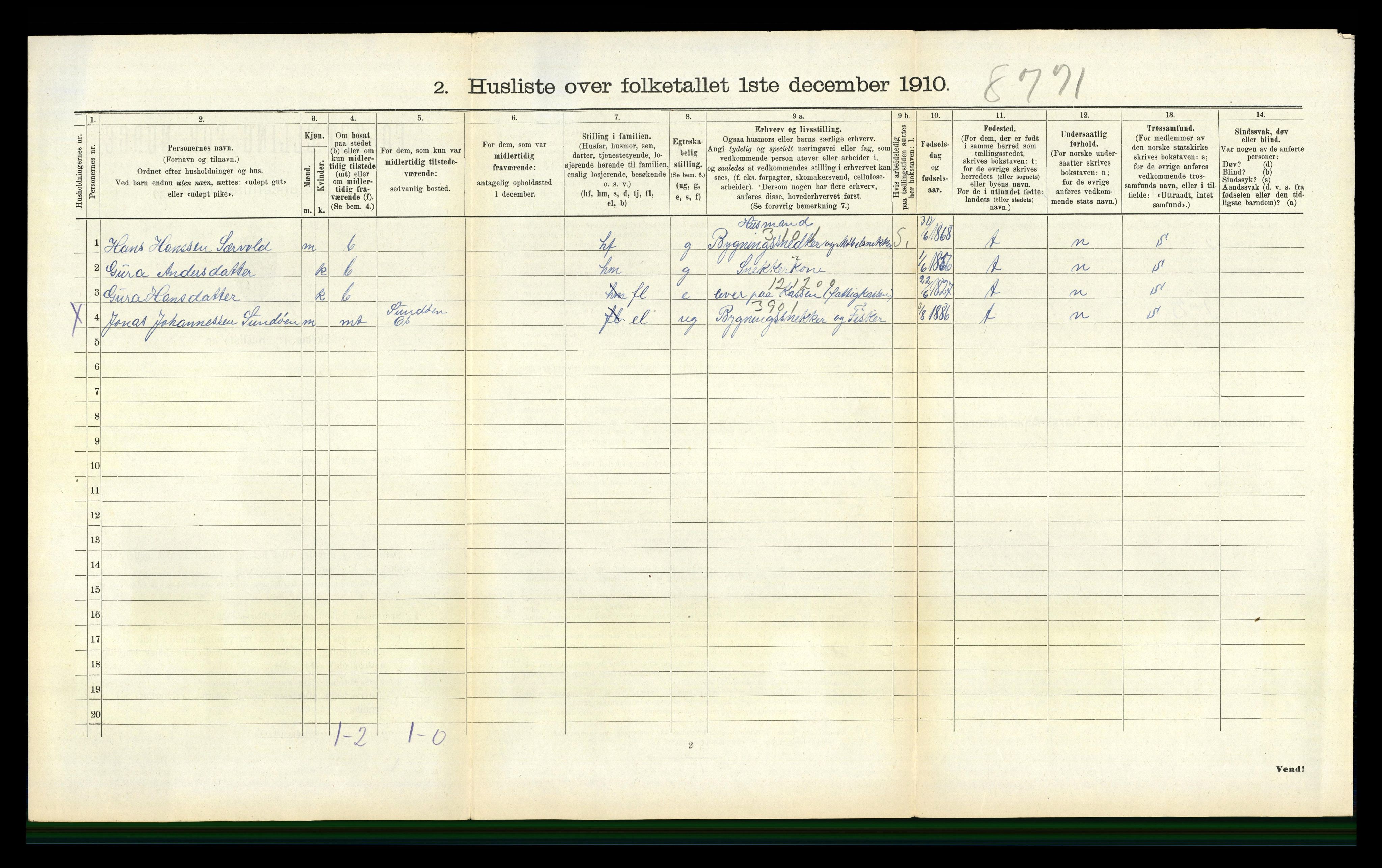 RA, 1910 census for Os, 1910, p. 457