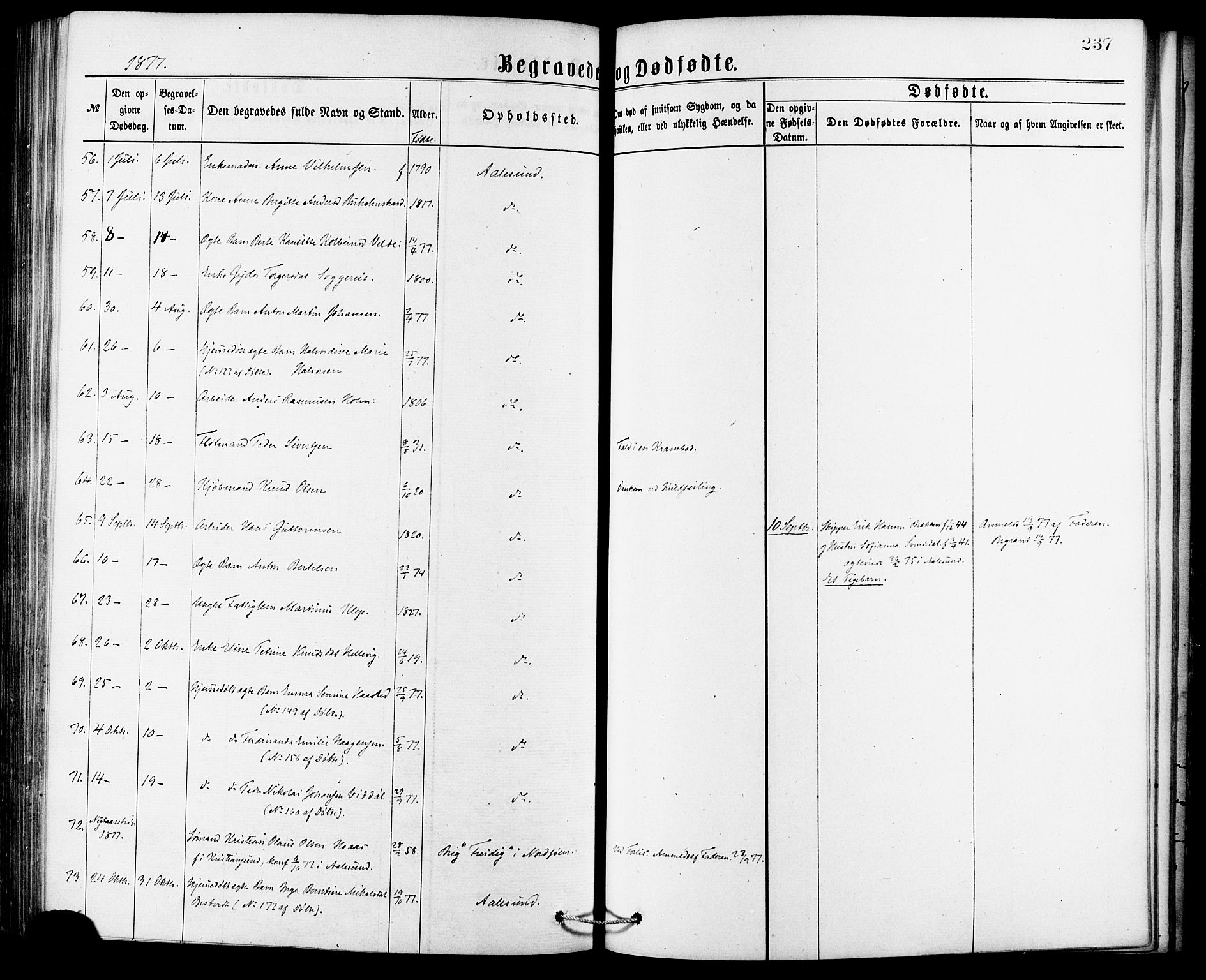 Ministerialprotokoller, klokkerbøker og fødselsregistre - Møre og Romsdal, AV/SAT-A-1454/529/L0453: Parish register (official) no. 529A03, 1872-1877, p. 237