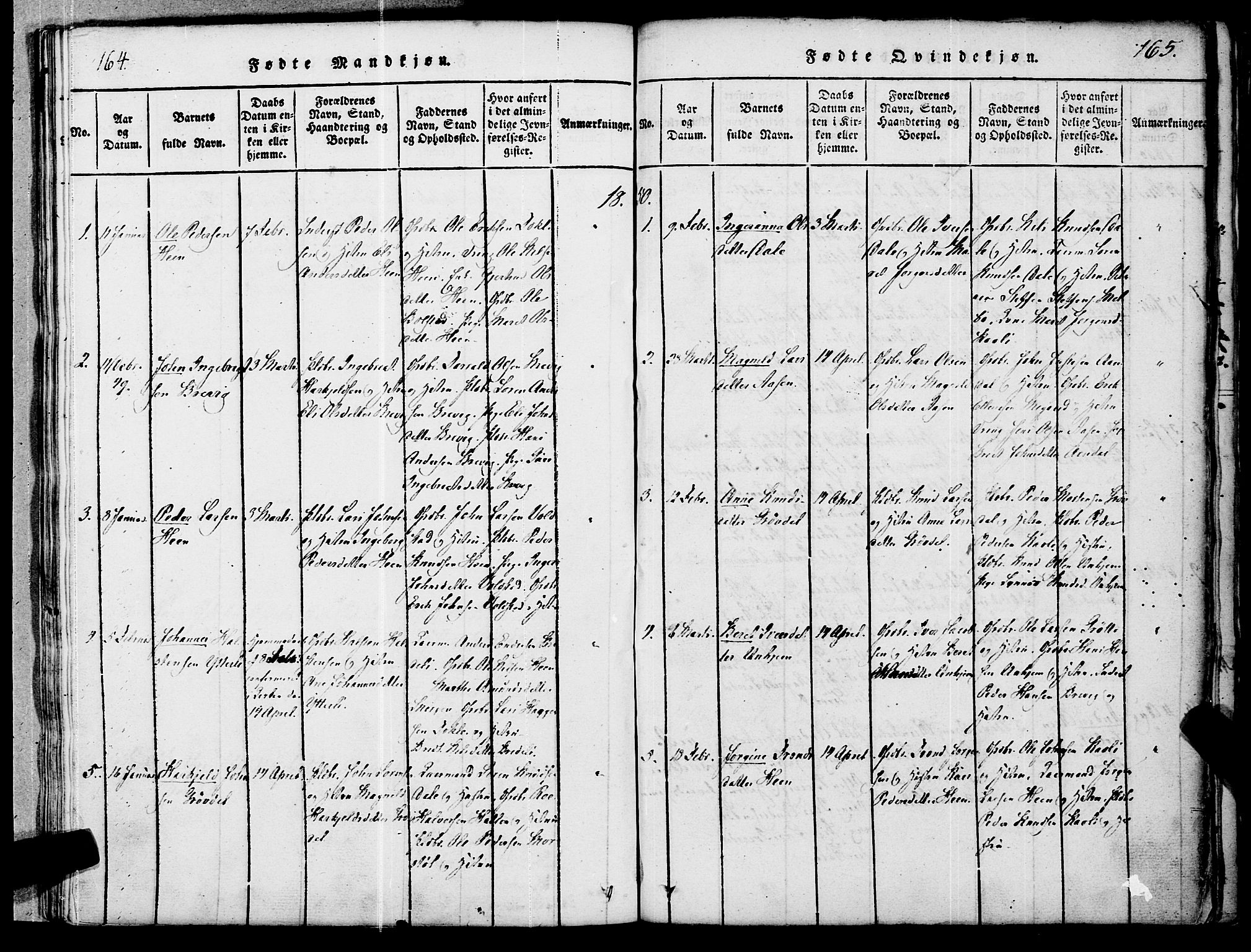 Ministerialprotokoller, klokkerbøker og fødselsregistre - Møre og Romsdal, SAT/A-1454/545/L0585: Parish register (official) no. 545A01, 1818-1853, p. 164-165