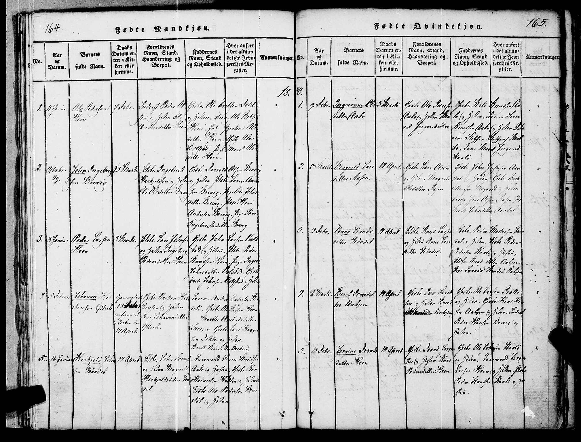 Ministerialprotokoller, klokkerbøker og fødselsregistre - Møre og Romsdal, AV/SAT-A-1454/545/L0585: Parish register (official) no. 545A01, 1818-1853, p. 164-165