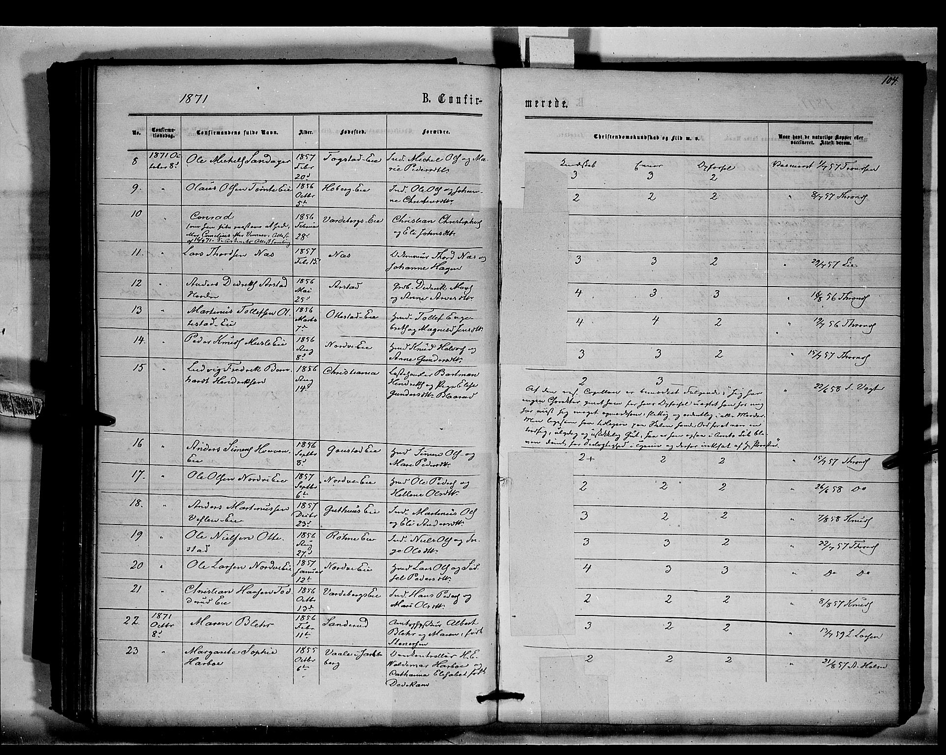 Stange prestekontor, AV/SAH-PREST-002/K/L0015: Parish register (official) no. 15, 1862-1879, p. 104