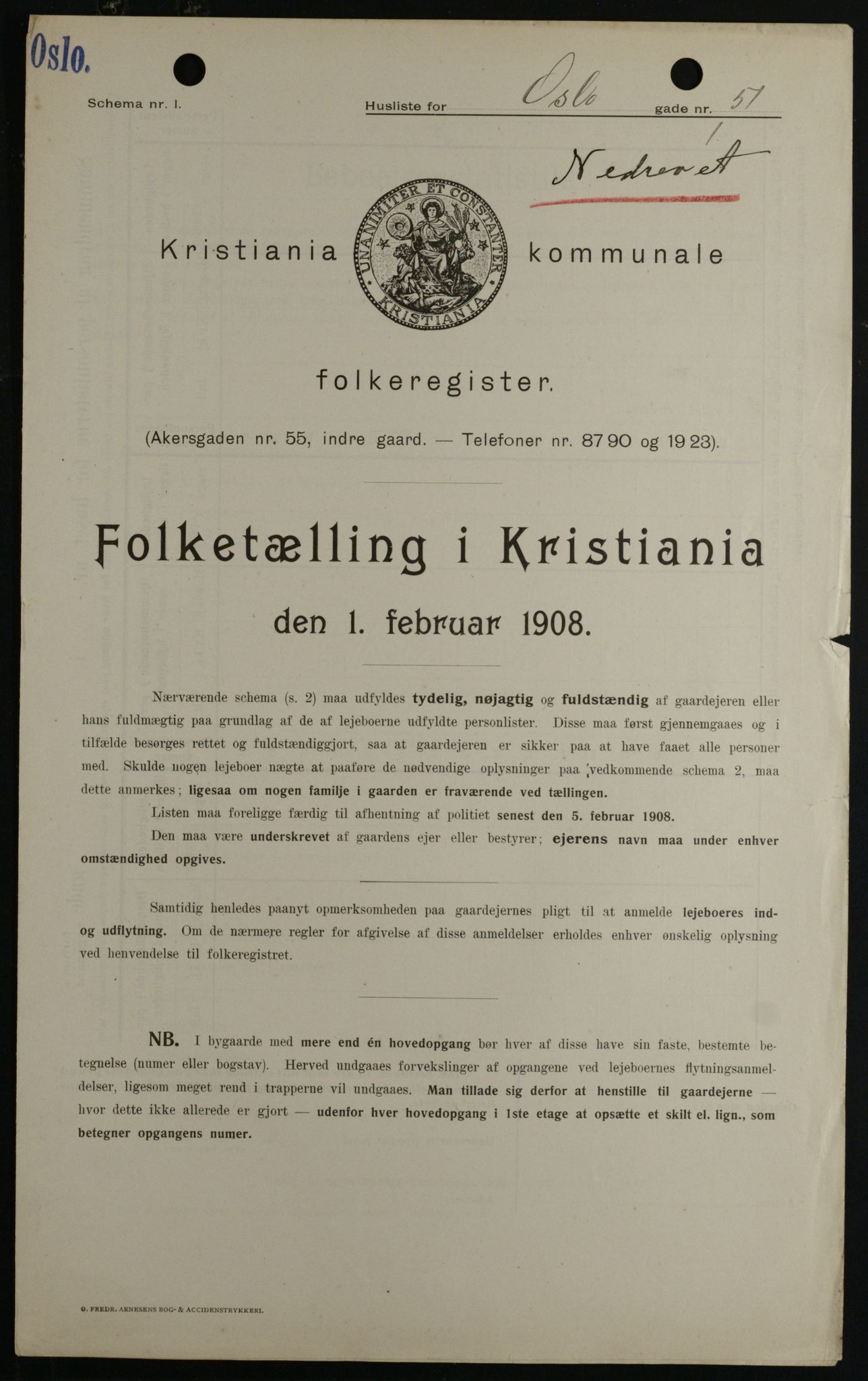 OBA, Municipal Census 1908 for Kristiania, 1908, p. 69320