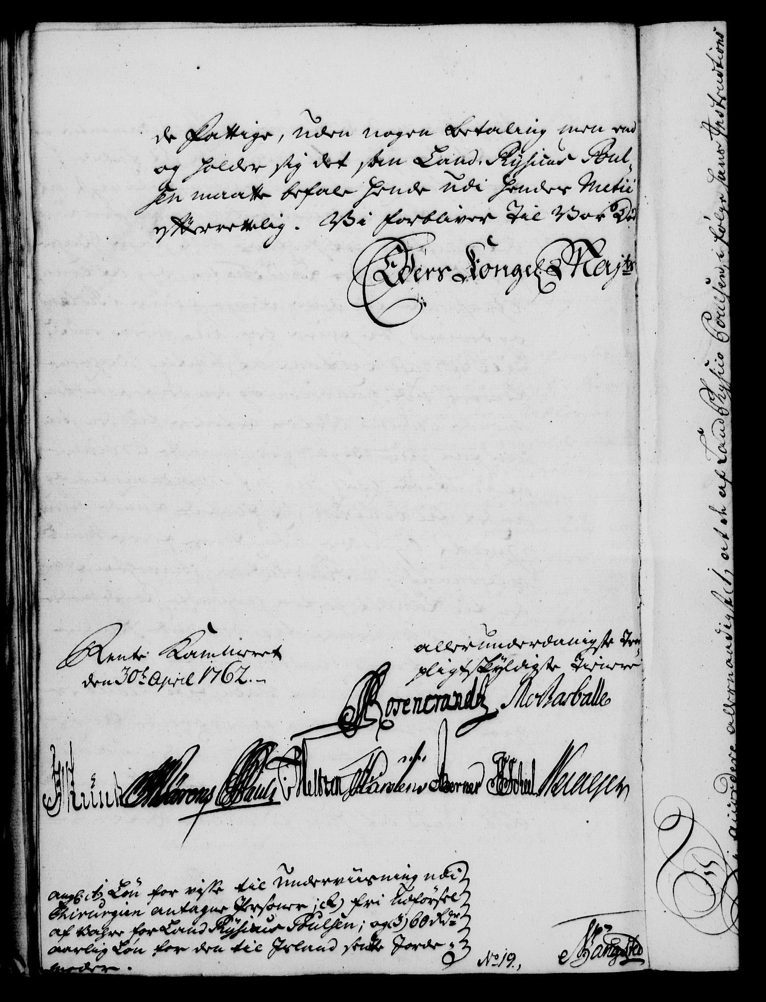 Rentekammeret, Kammerkanselliet, RA/EA-3111/G/Gf/Gfa/L0044: Norsk relasjons- og resolusjonsprotokoll (merket RK 52.44), 1762, p. 231