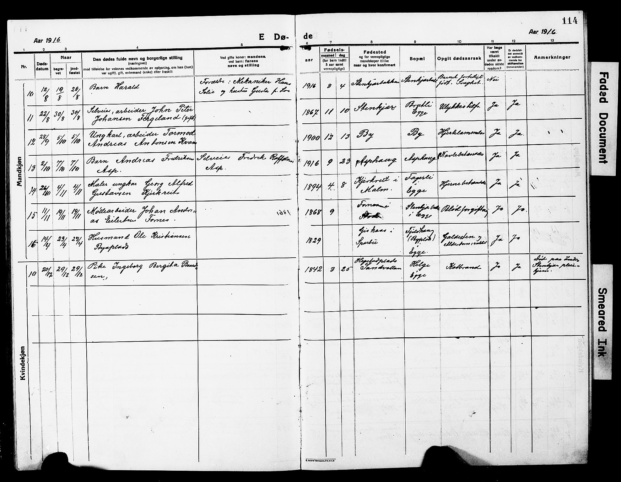 Ministerialprotokoller, klokkerbøker og fødselsregistre - Nord-Trøndelag, SAT/A-1458/740/L0382: Parish register (copy) no. 740C03, 1915-1927, p. 114