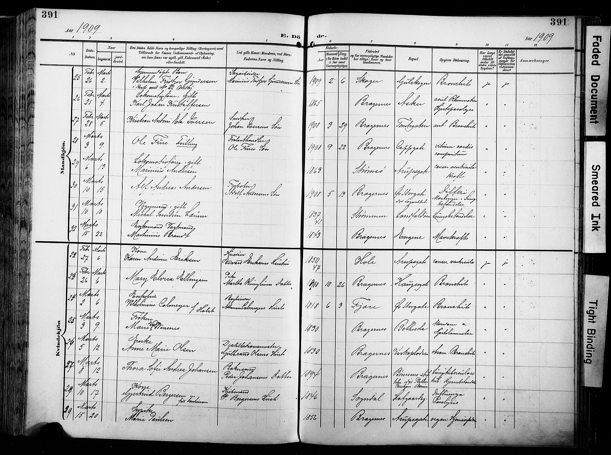 Bragernes kirkebøker, AV/SAKO-A-6/F/Fb/L0009: Parish register (official) no. II 9, 1902-1911, p. 391