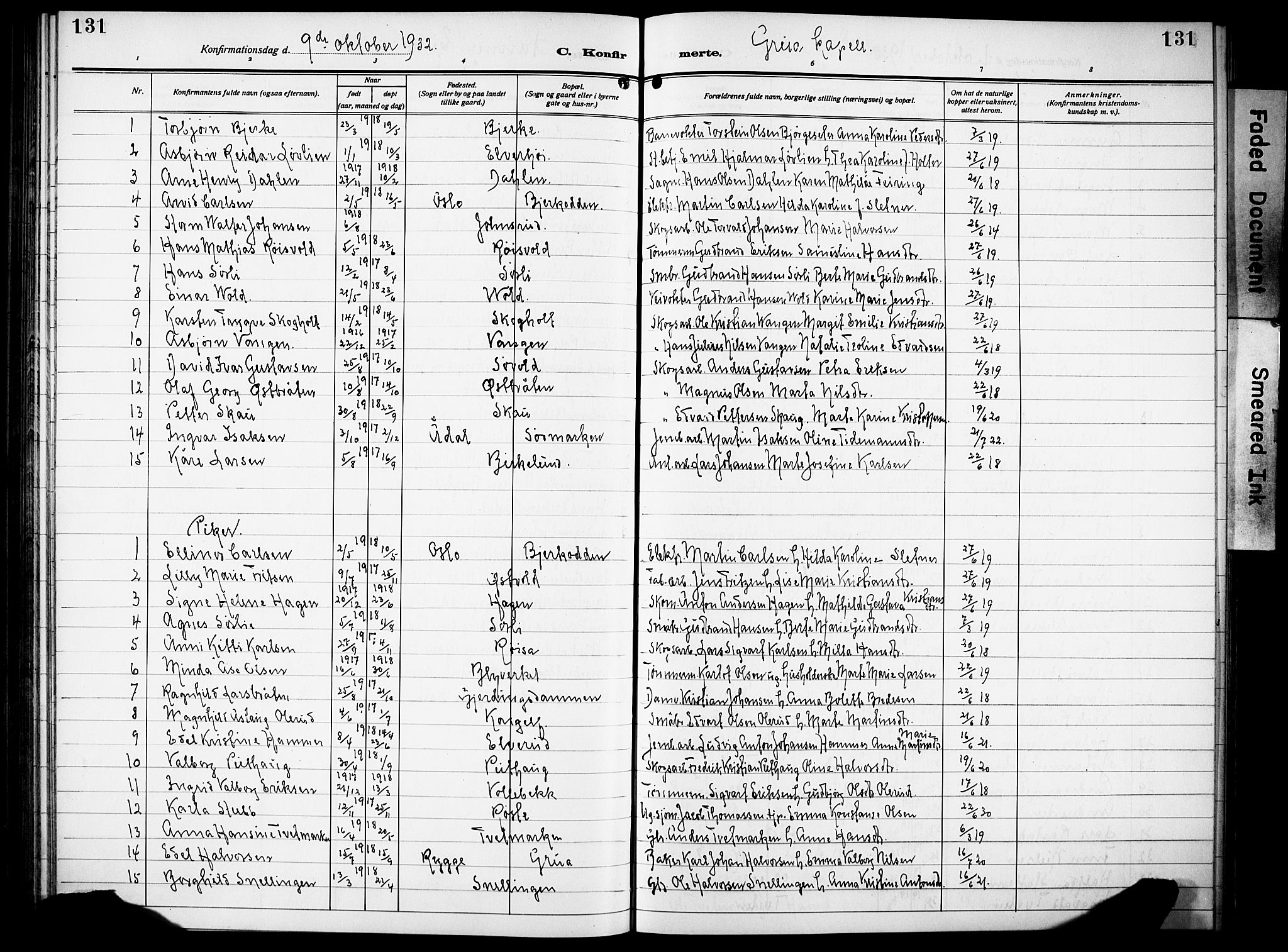 Lunner prestekontor, SAH/PREST-118/H/Ha/Hab/L0002: Parish register (copy) no. 2, 1923-1933, p. 131