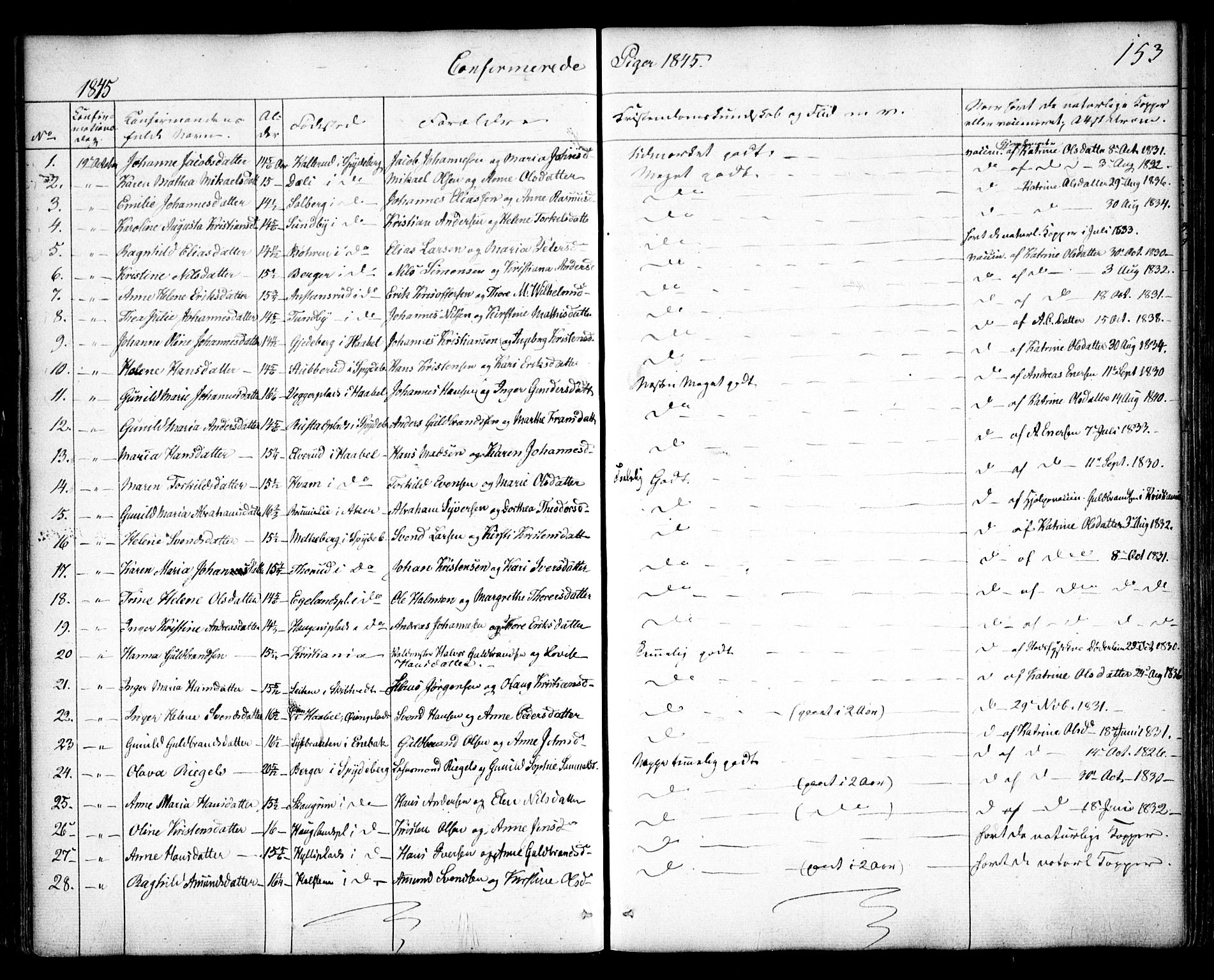 Spydeberg prestekontor Kirkebøker, SAO/A-10924/F/Fa/L0005: Parish register (official) no. I 5, 1842-1862, p. 153