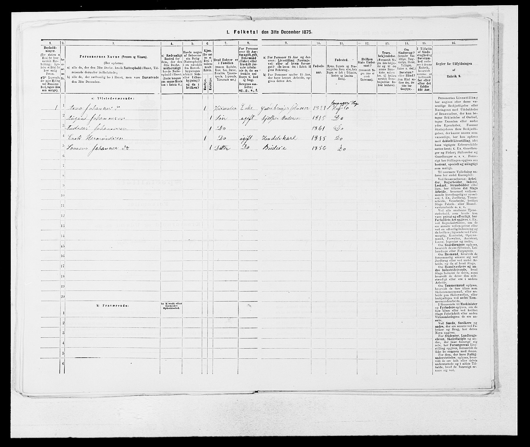 SAB, 1875 census for 1425P Hafslo, 1875, p. 749