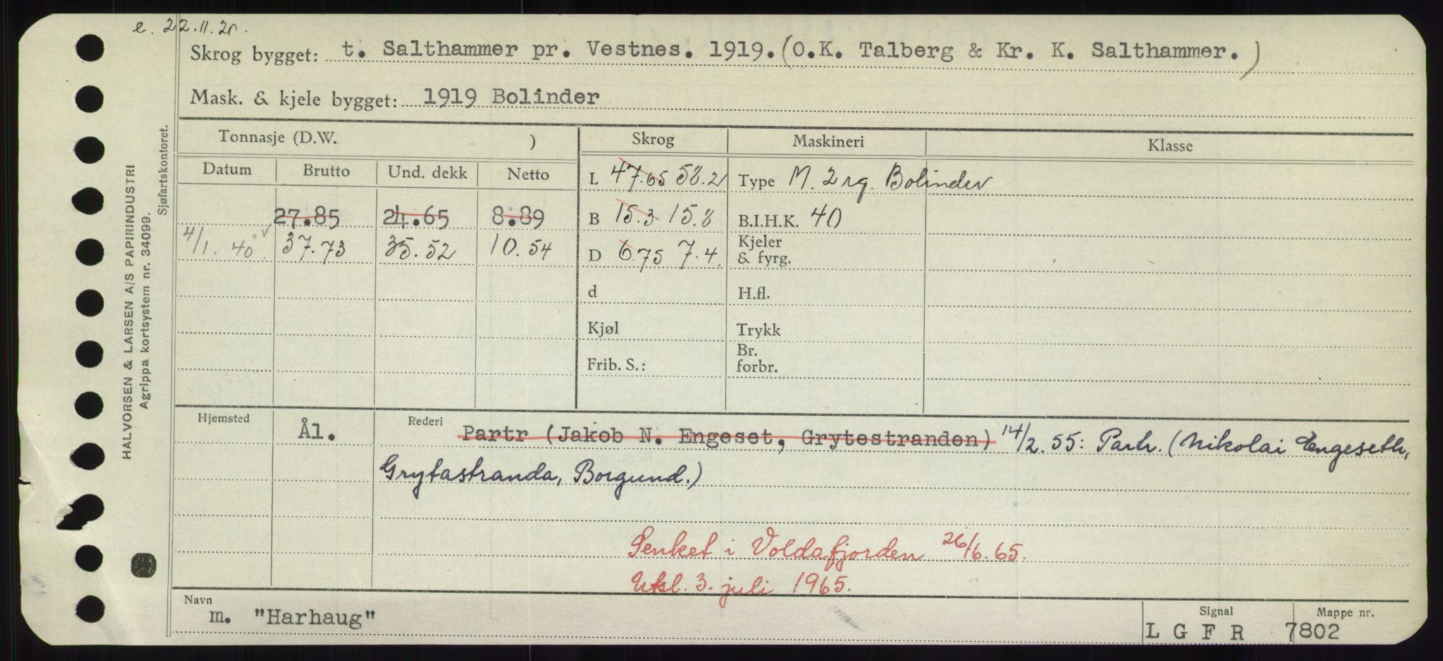 Sjøfartsdirektoratet med forløpere, Skipsmålingen, RA/S-1627/H/Hd/L0014: Fartøy, H-Havl, p. 331