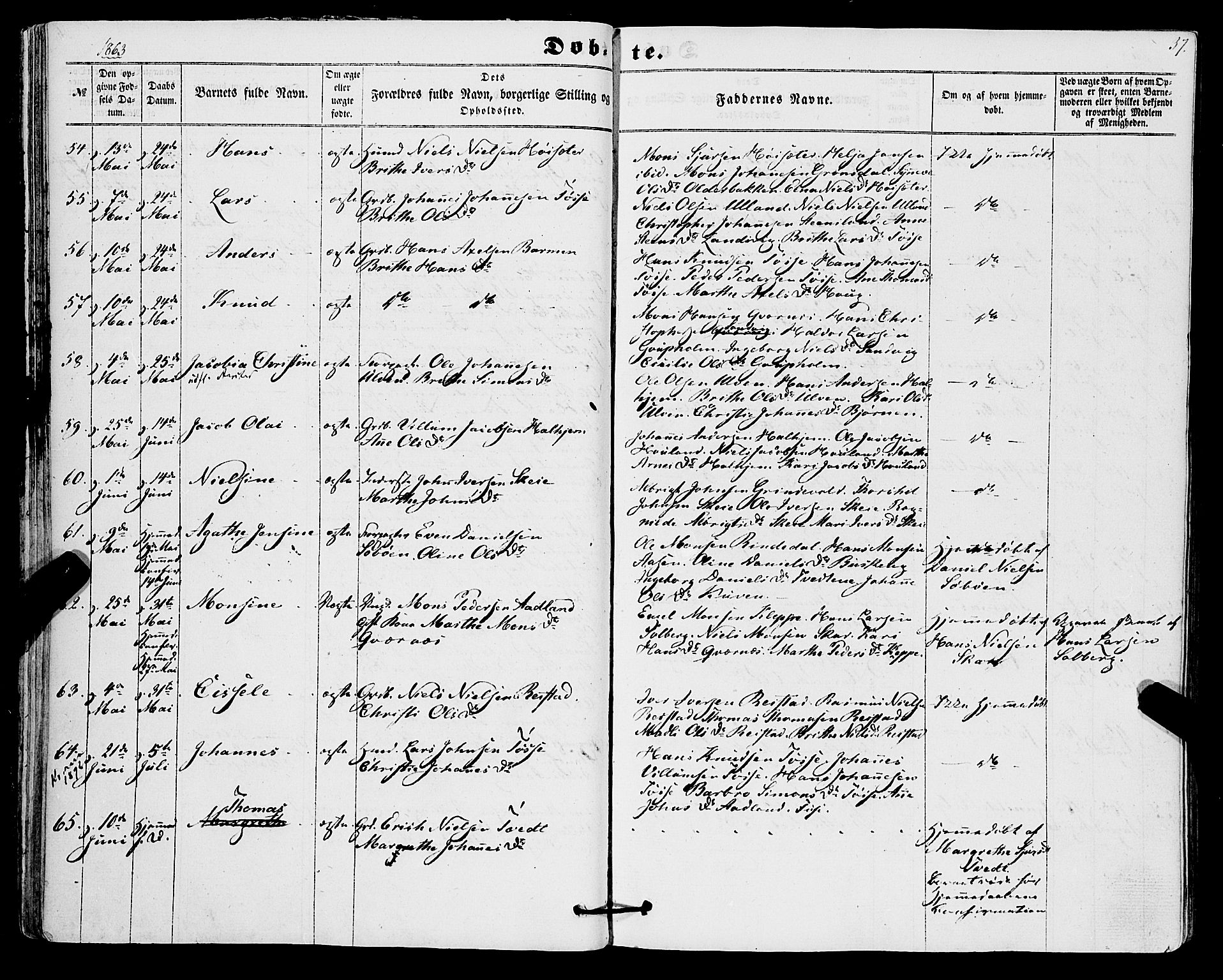 Os sokneprestembete, AV/SAB-A-99929: Parish register (official) no. A 17, 1860-1873, p. 37