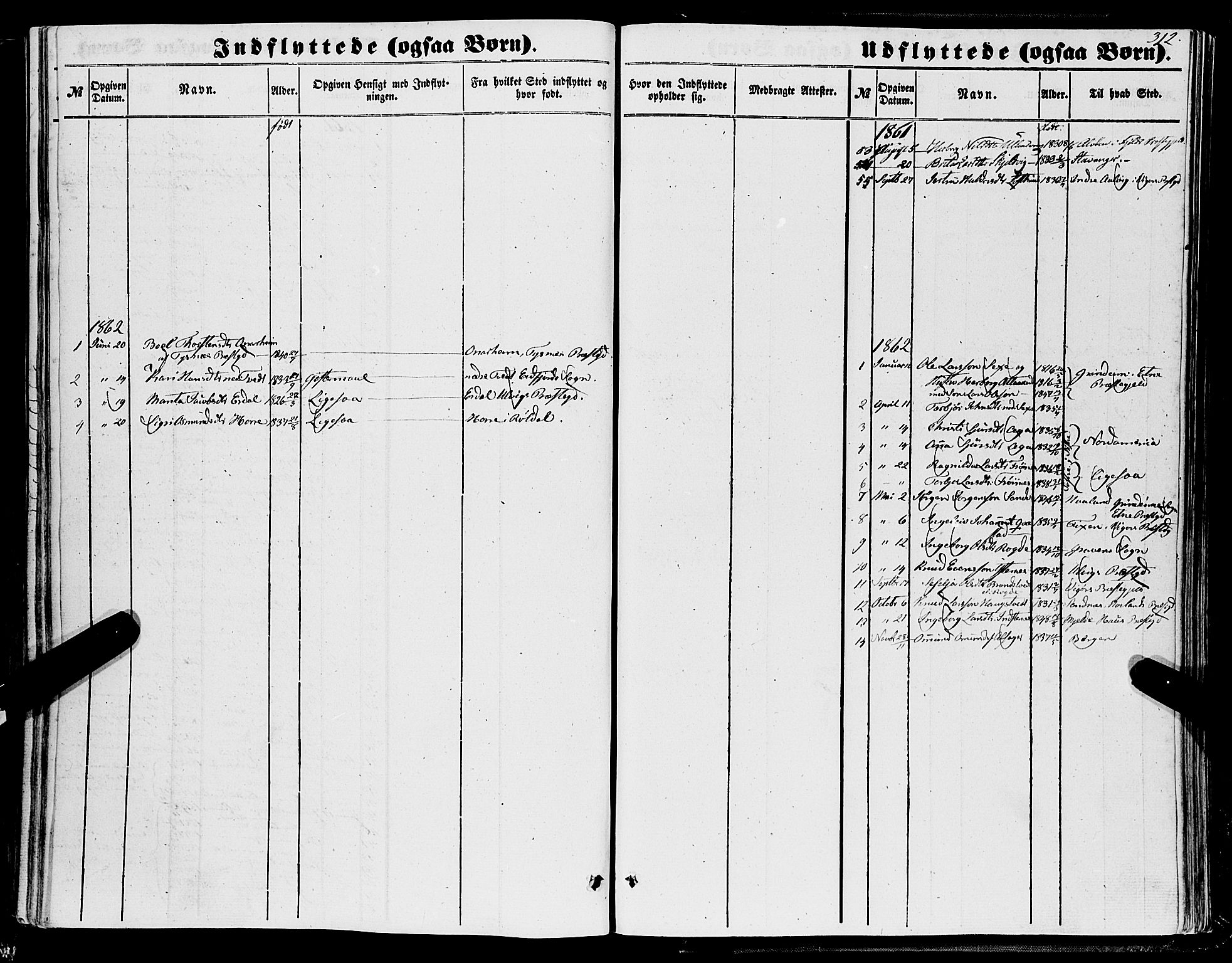 Ullensvang sokneprestembete, SAB/A-78701/H/Haa: Parish register (official) no. A 11, 1854-1866, p. 312