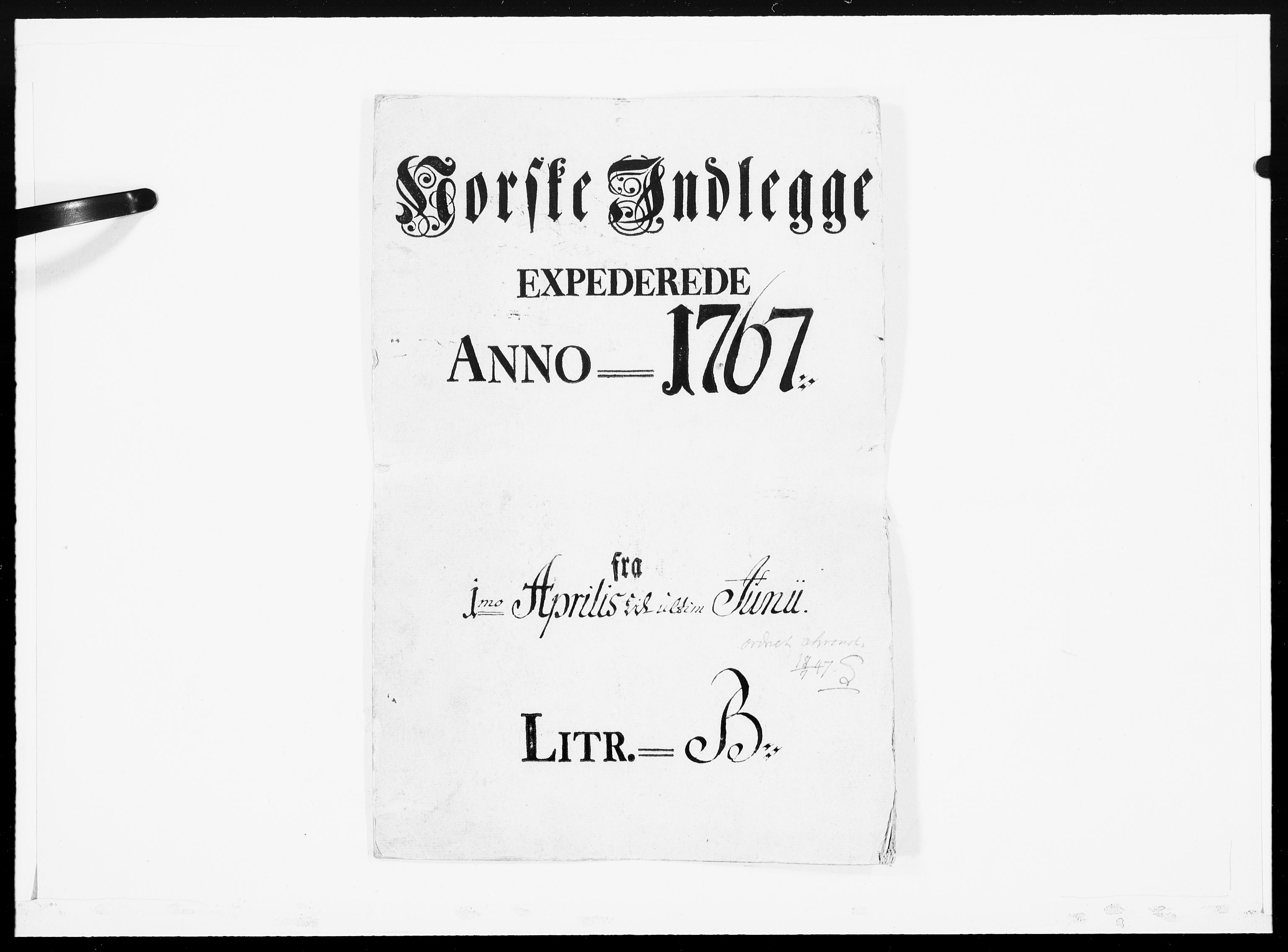 Danske Kanselli 1572-1799, AV/RA-EA-3023/F/Fc/Fcc/Fcca/L0195: Norske innlegg 1572-1799, 1767, p. 1