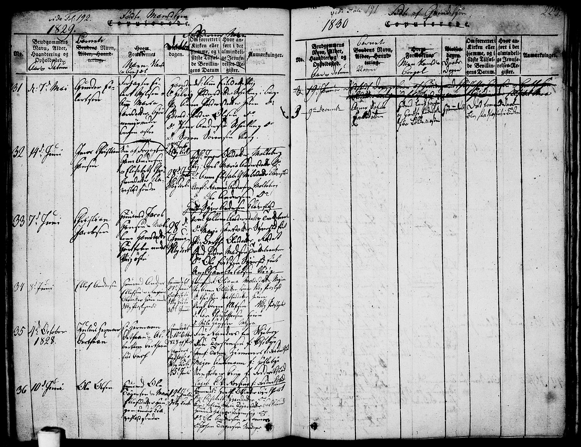 Skjeberg prestekontor Kirkebøker, AV/SAO-A-10923/F/Fa/L0004: Parish register (official) no. I 4, 1815-1830, p. 223