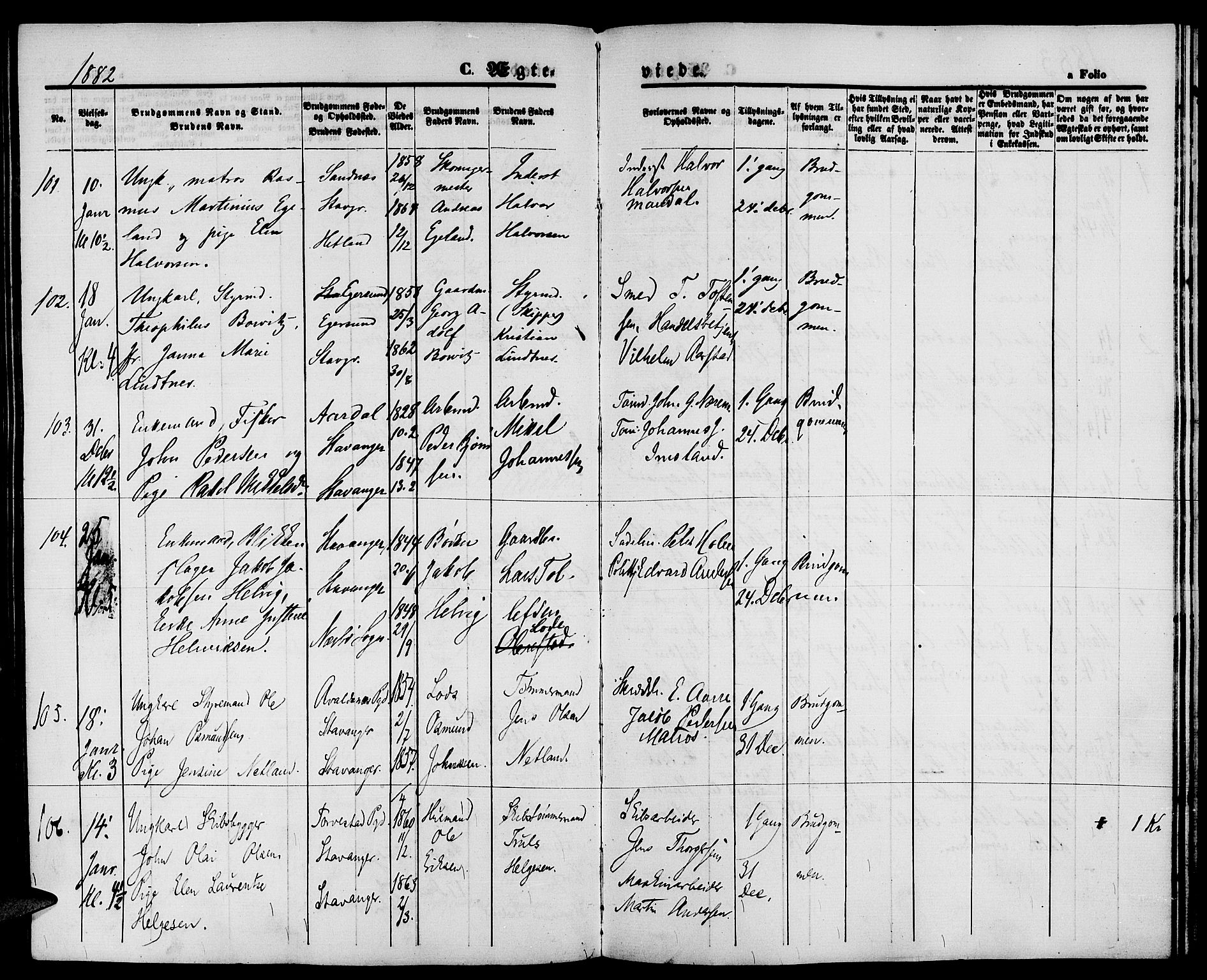 St. Petri sokneprestkontor, AV/SAST-A-101813/001/30/30BB/L0003: Parish register (copy) no. B 3, 1873-1885