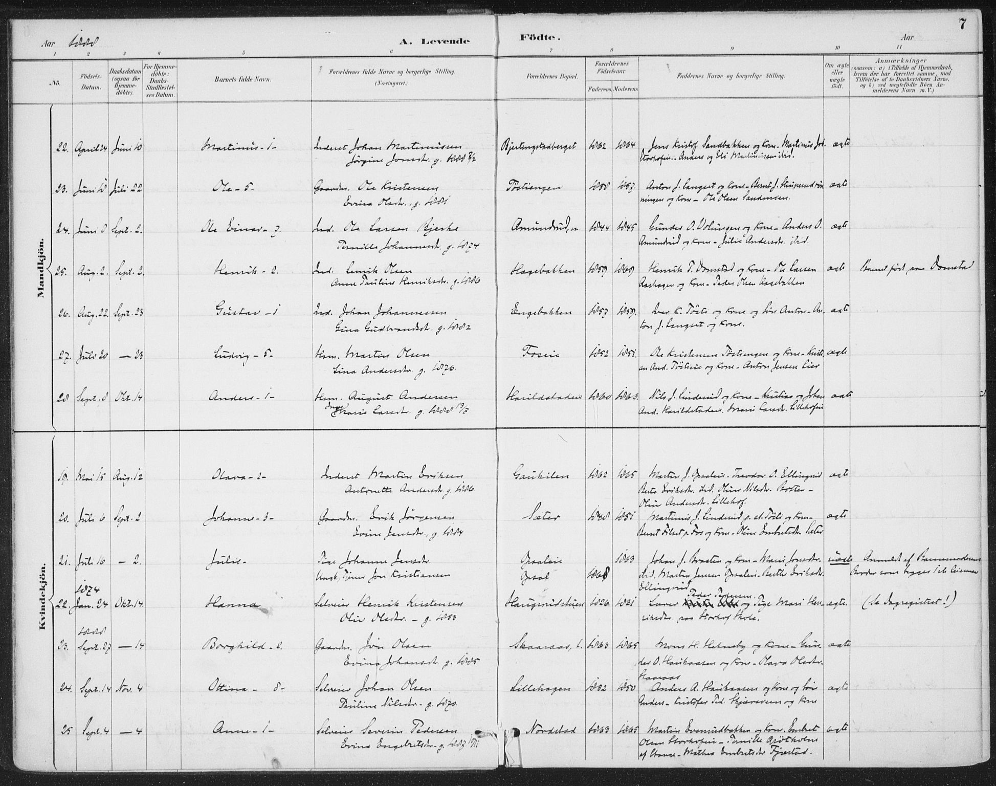 Romedal prestekontor, AV/SAH-PREST-004/K/L0008: Parish register (official) no. 8, 1887-1905, p. 7