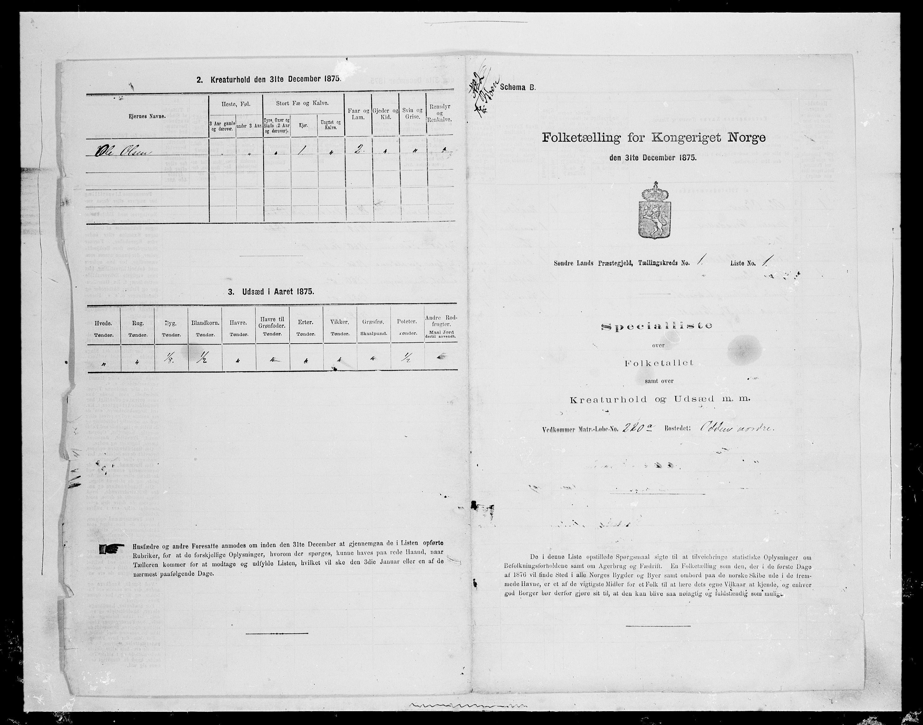 SAH, 1875 census for 0536P Søndre Land, 1875, p. 86