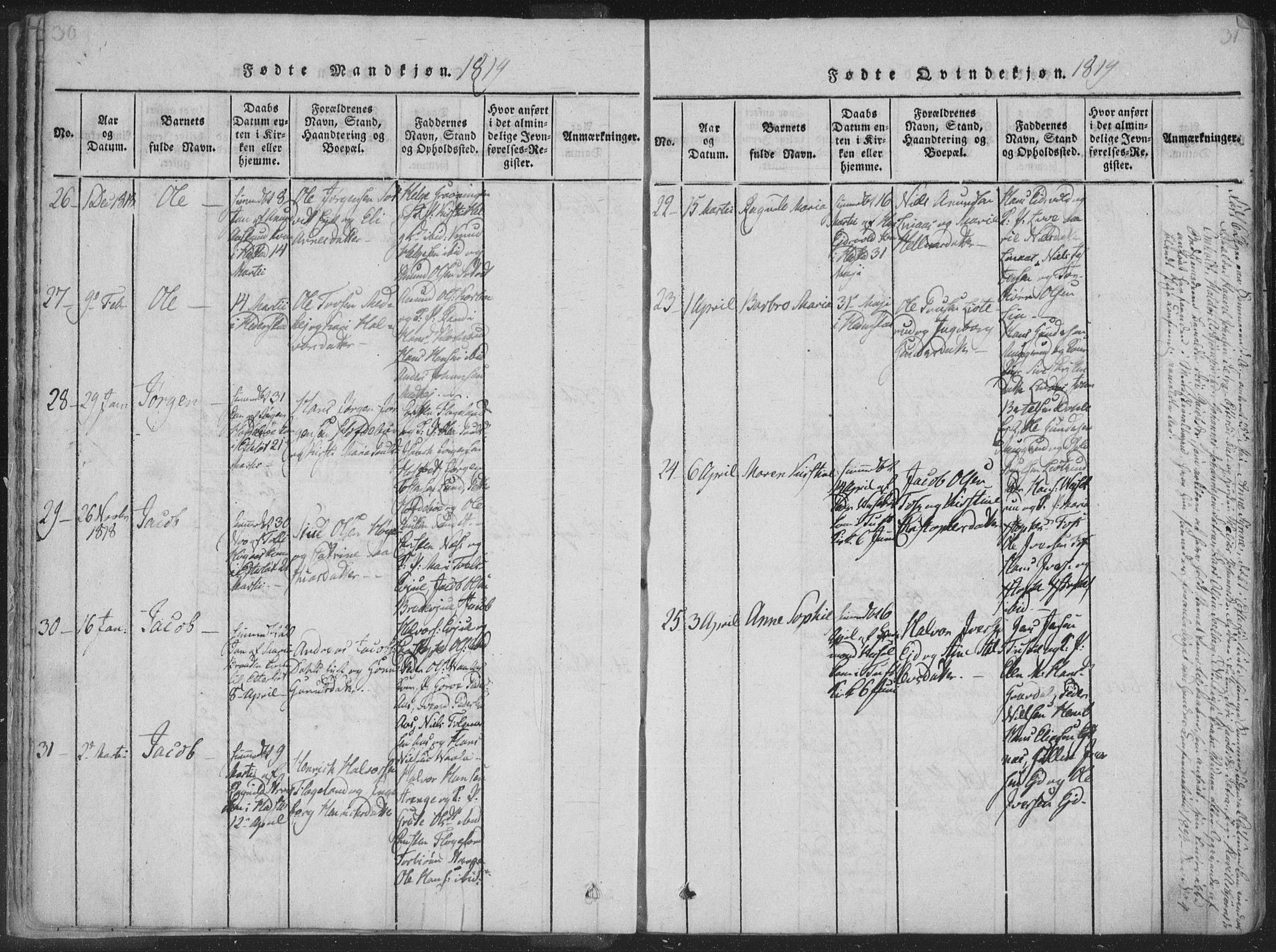 Sandsvær kirkebøker, AV/SAKO-A-244/F/Fa/L0004: Parish register (official) no. I 4, 1817-1839, p. 30-31